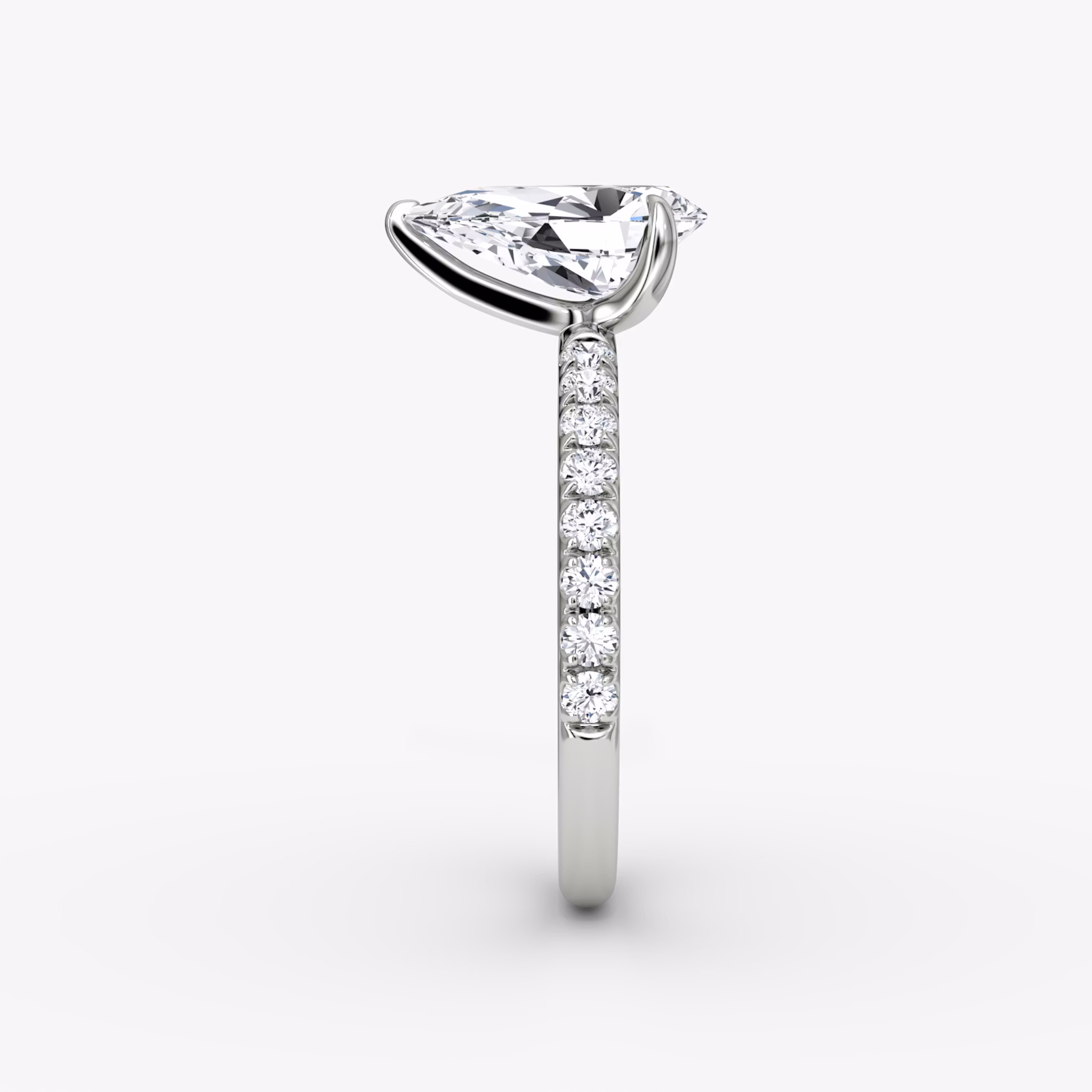 The Classic | Pear | Platinum | bandAccent: Pavé | bandWidth: large | diamondOrientation: vertical | caratWeight: other