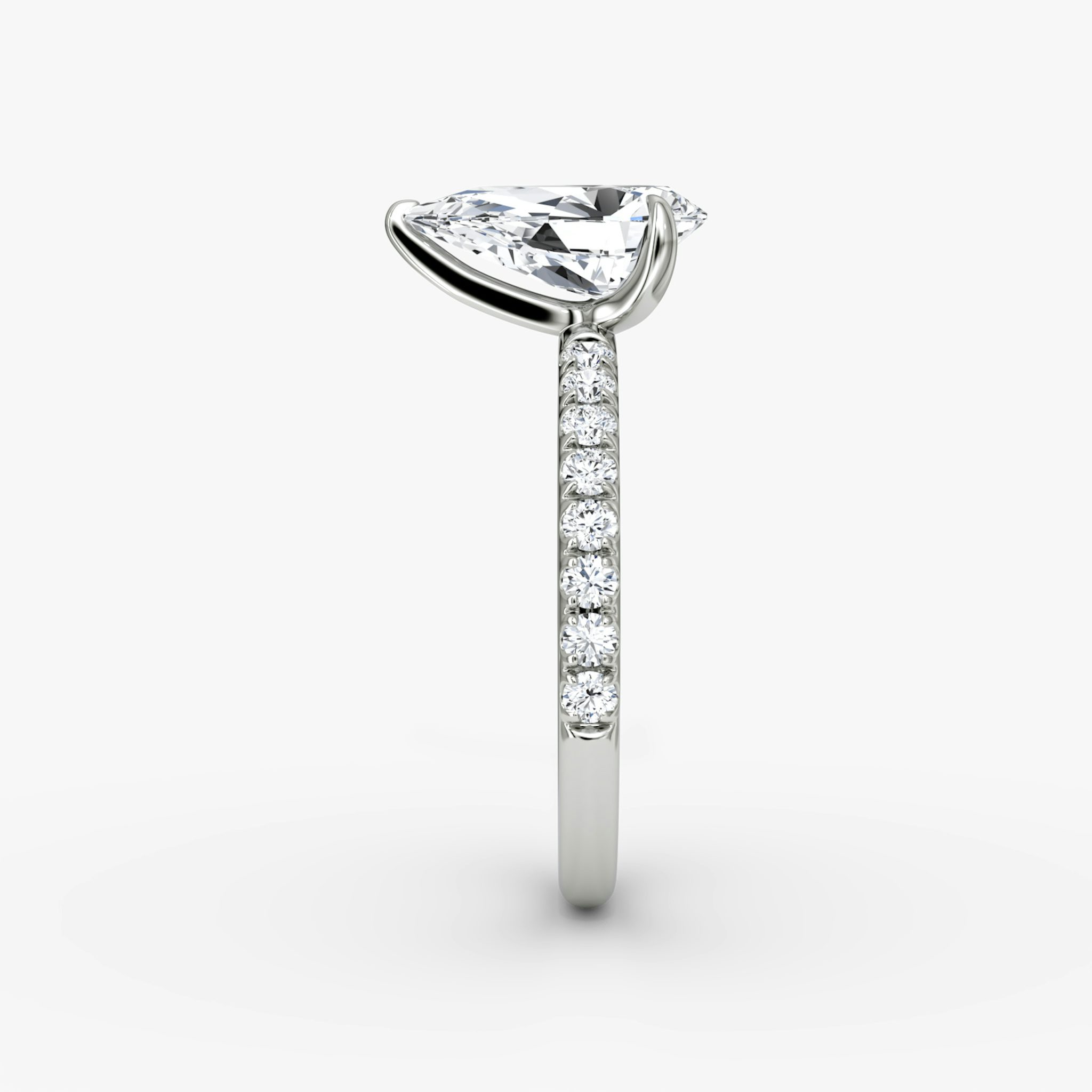 The Classic | Pear | Platinum | bandAccent: Pavé | bandWidth: large | diamondOrientation: vertical | caratWeight: other