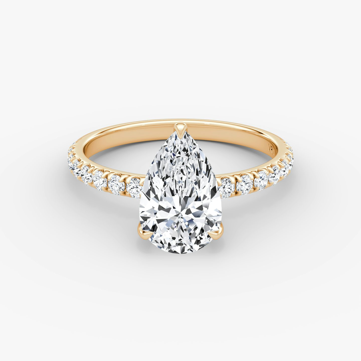 The Classic | Pear | 14k | Rose Gold | bandAccent: Pavé | bandWidth: large | diamondOrientation: vertical | caratWeight: other