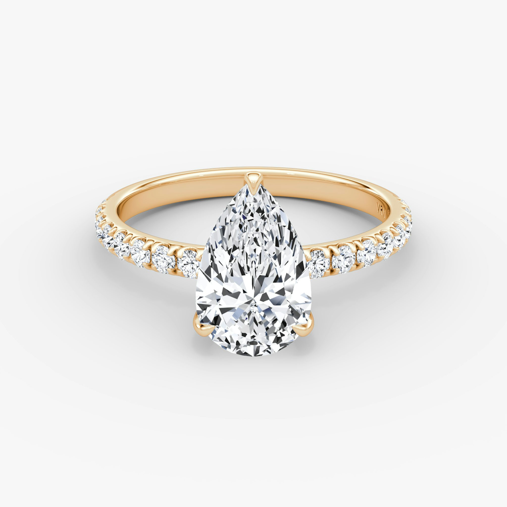 The Classic | Pear | 14k | Rose Gold | bandAccent: Pavé | bandWidth: large | diamondOrientation: vertical | caratWeight: other