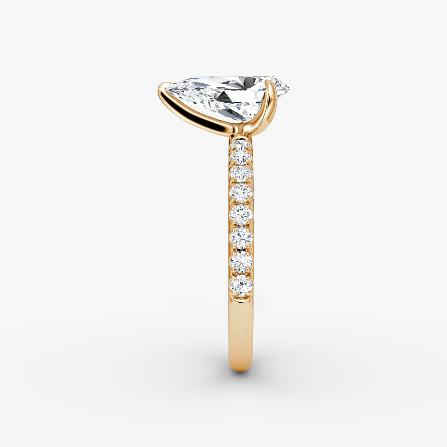 The Classic | Pear | 14k | Rose Gold | bandAccent: Pavé | bandWidth: large | diamondOrientation: vertical | caratWeight: other