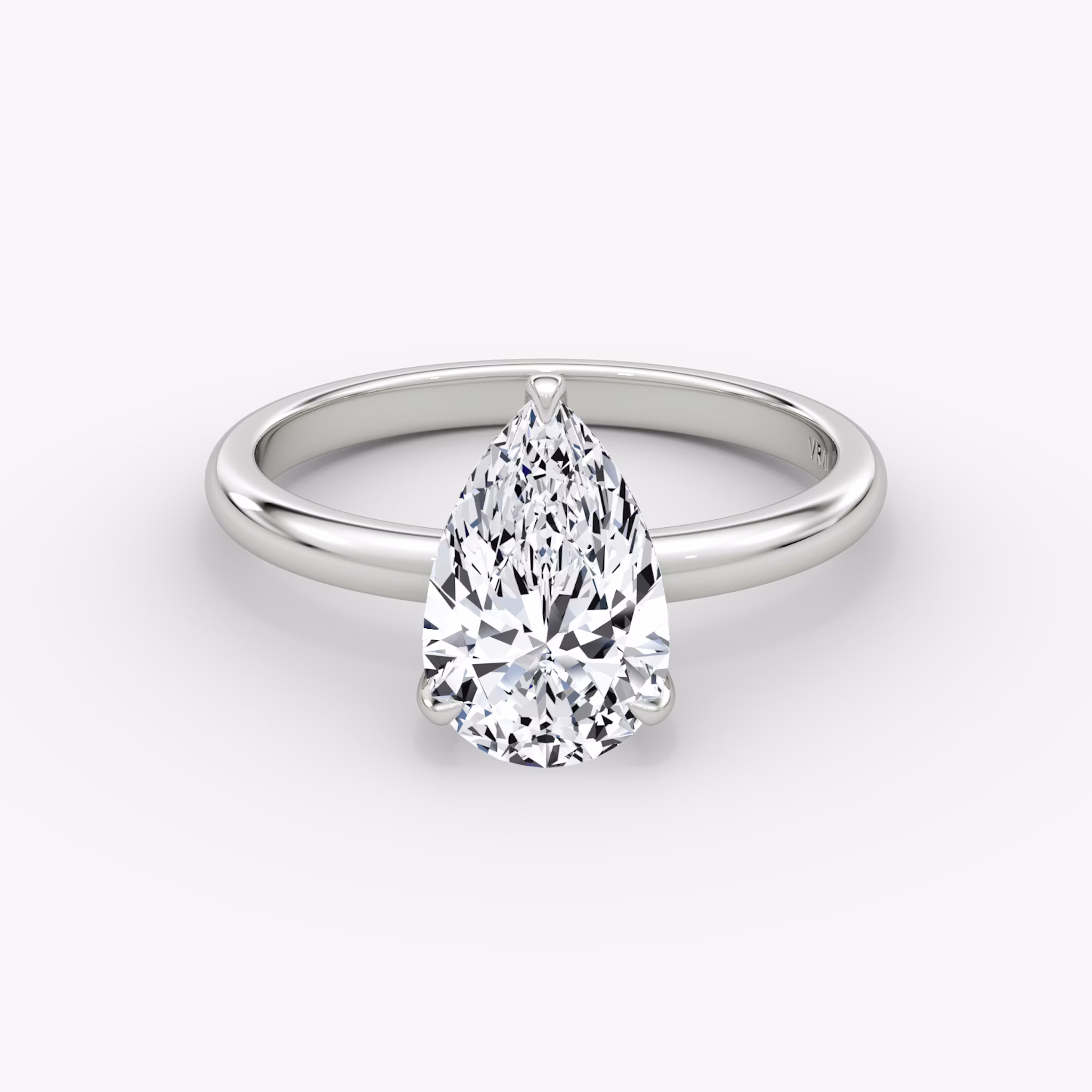 The Classic | Pear | 18k | White Gold | bandAccent: Plain | bandWidth: large | diamondOrientation: vertical | caratWeight: other