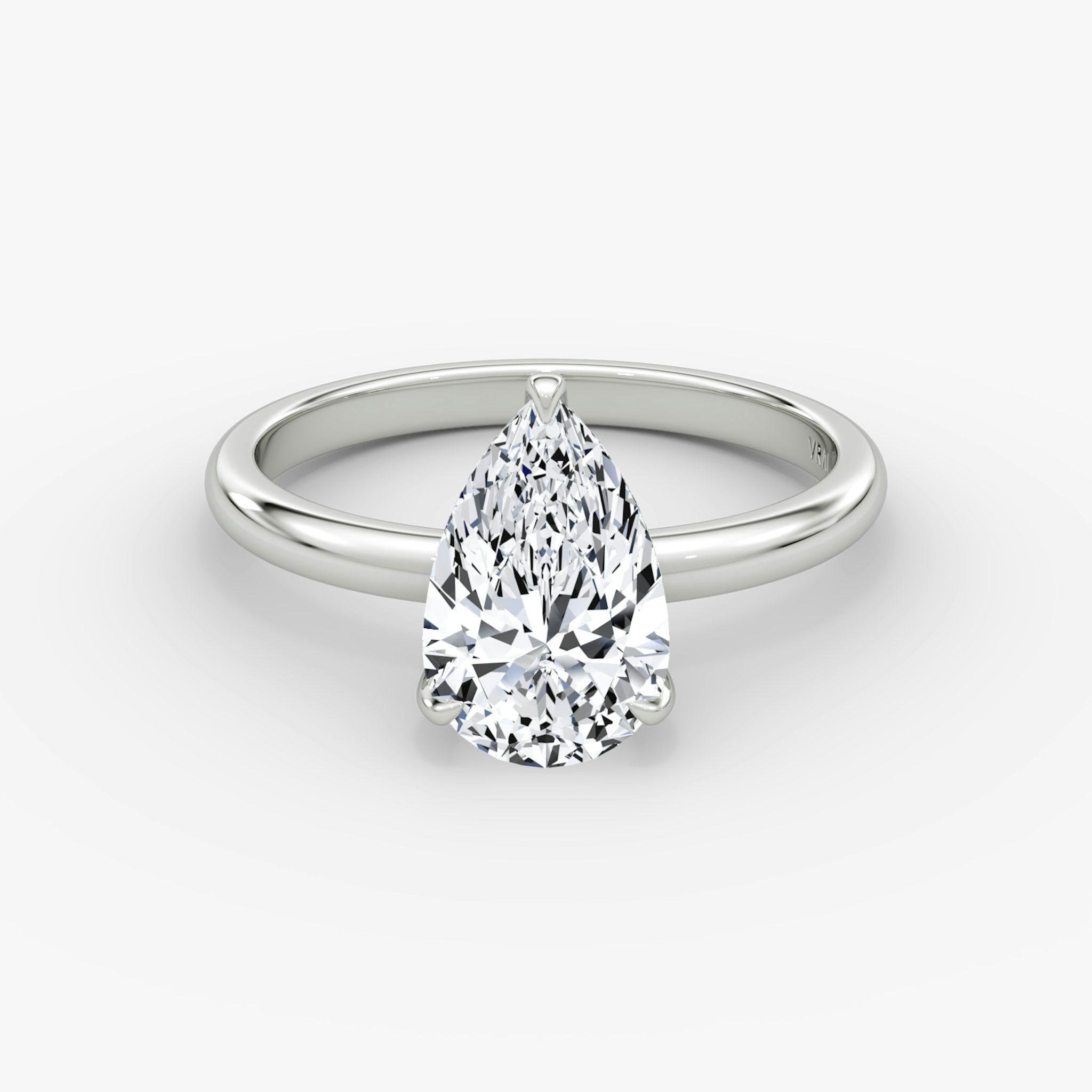 The Classic | Pear | 18k | White Gold | bandAccent: Plain | bandWidth: large | diamondOrientation: vertical | caratWeight: other