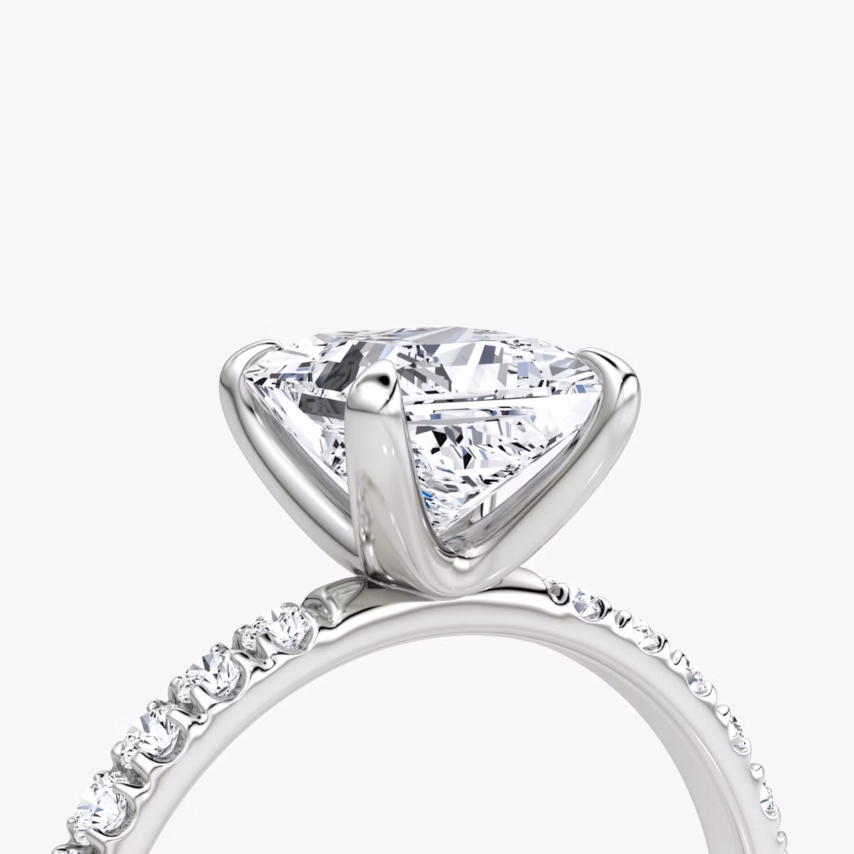 The Classic | Princess | Platinum | bandAccent: Pavé | bandWidth: large | diamondOrientation: vertical | caratWeight: other