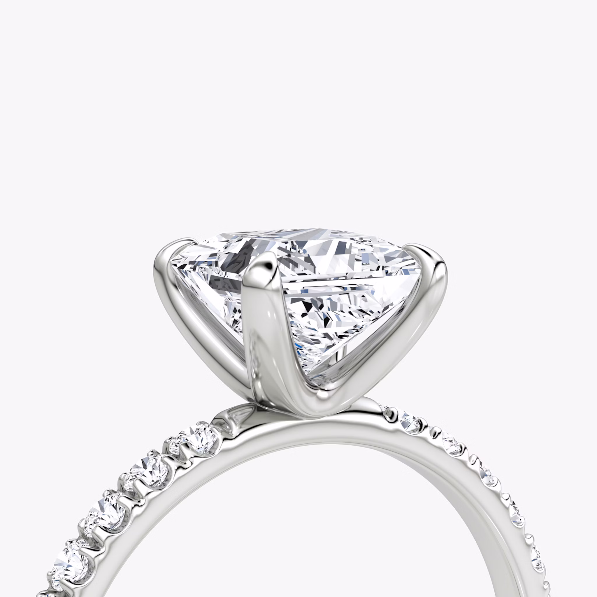 The Classic | Princess | 18k | White Gold | bandAccent: Pavé | bandWidth: large | diamondOrientation: vertical | caratWeight: other