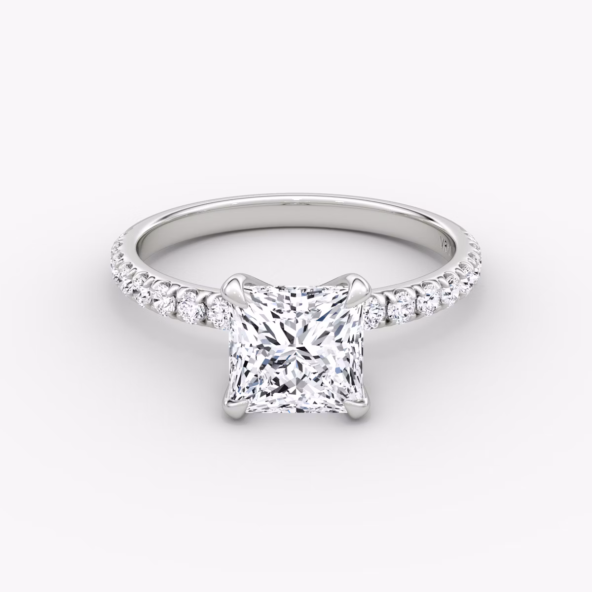 The Classic | Princess | Platinum | bandAccent: Pavé | bandWidth: large | diamondOrientation: vertical | caratWeight: other