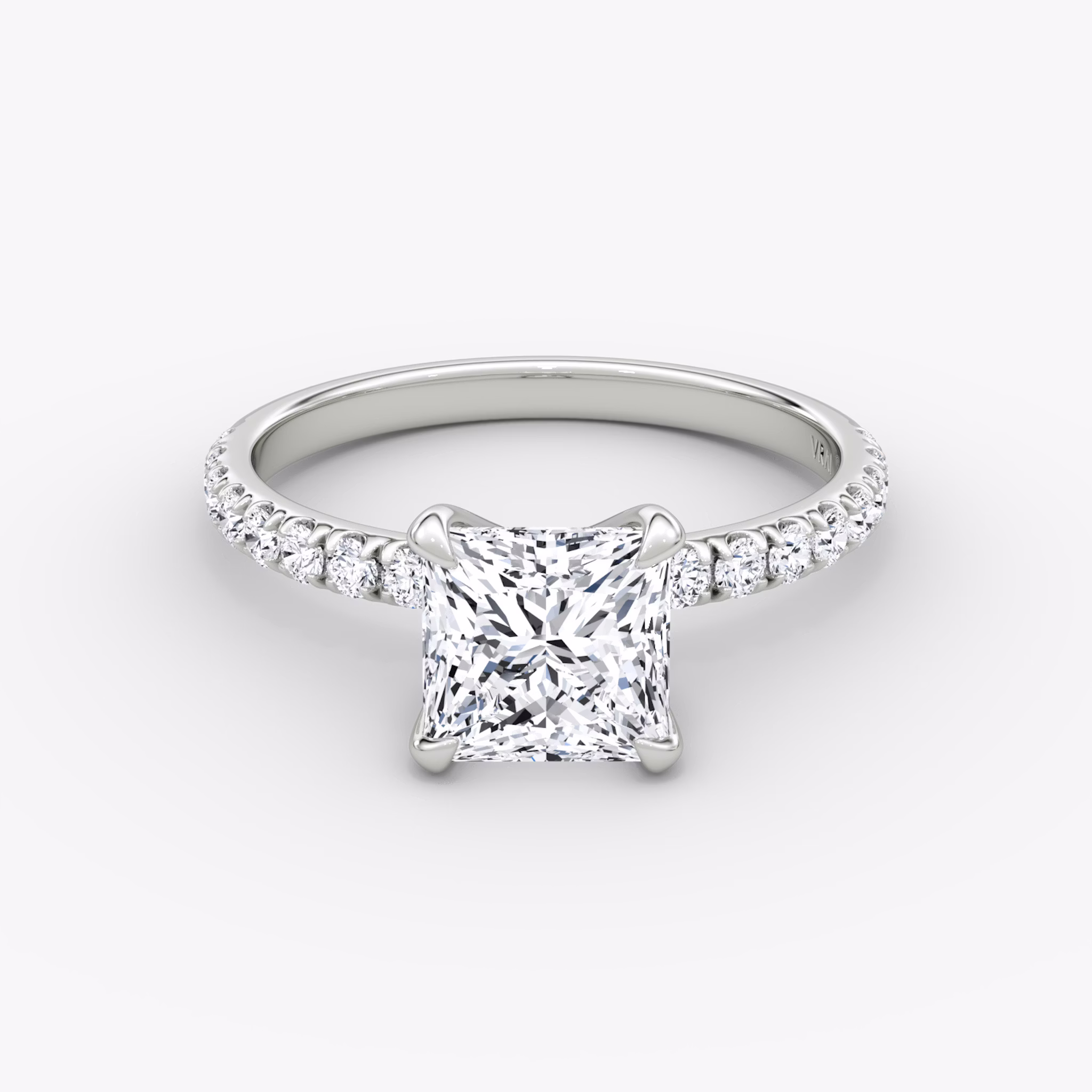 The Classic | Princess | 18k | White Gold | bandAccent: Pavé | bandWidth: large | diamondOrientation: vertical | caratWeight: other