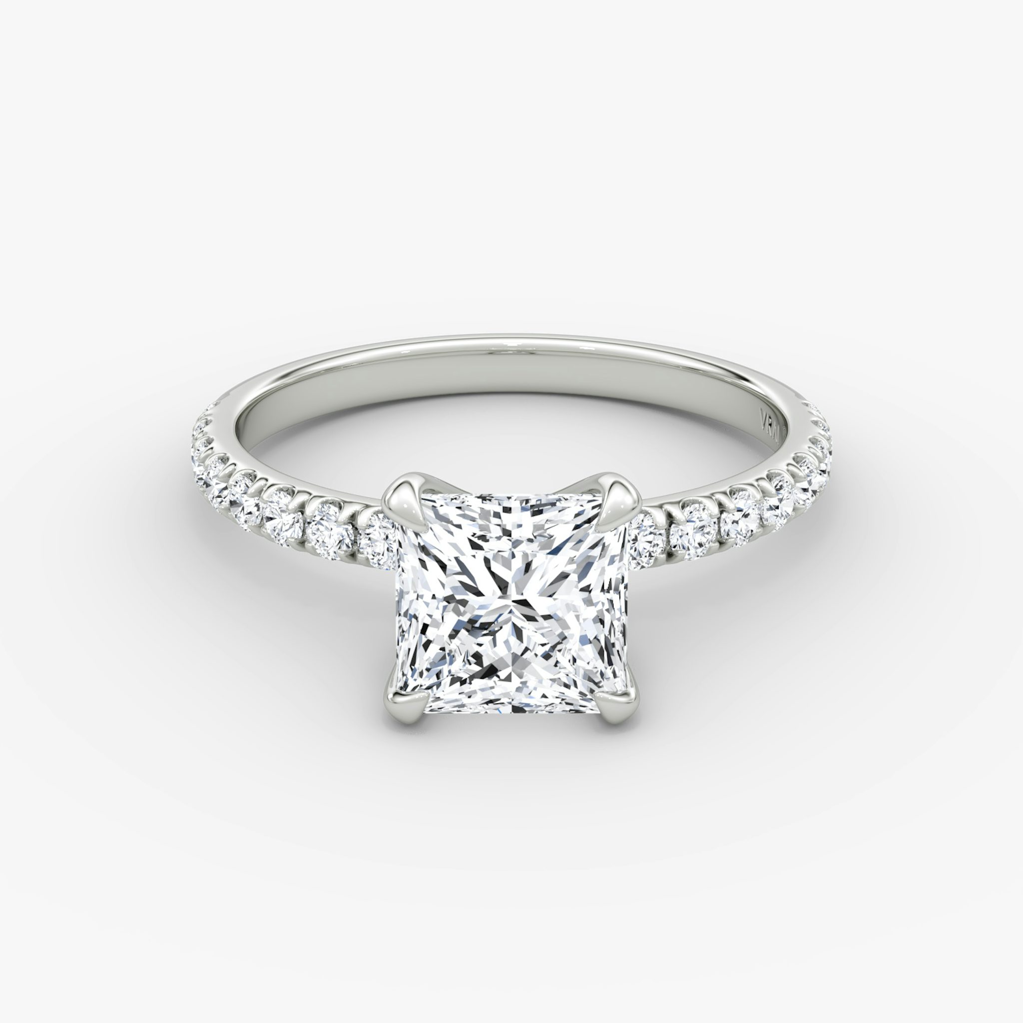 The Classic | Princess | 18k | White Gold | bandAccent: Pavé | bandWidth: large | diamondOrientation: vertical | caratWeight: other