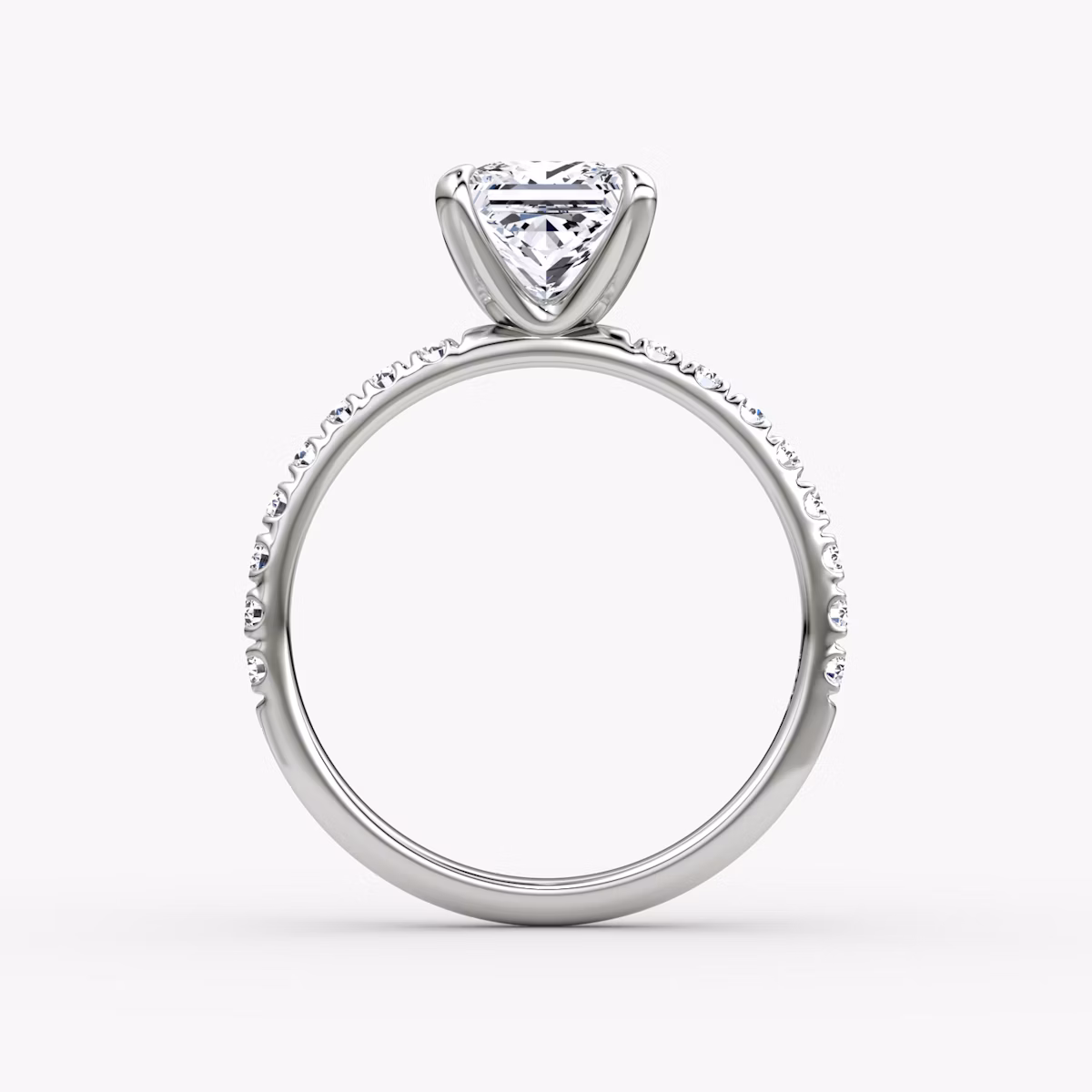 The Classic | Princess | Platinum | bandAccent: Pavé | bandWidth: large | diamondOrientation: vertical | caratWeight: other