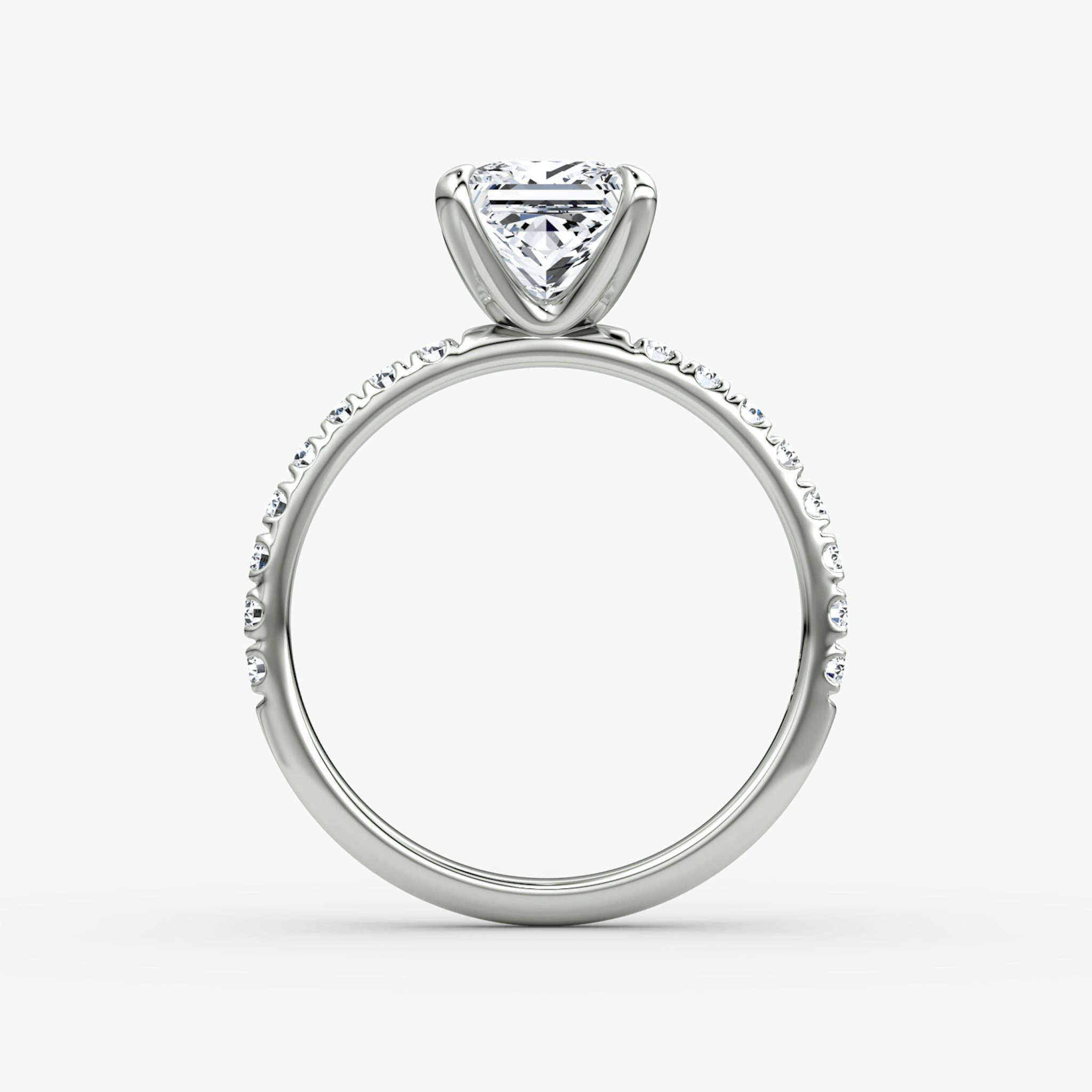The Classic | Princess | 18k | White Gold | bandAccent: Pavé | bandWidth: large | diamondOrientation: vertical | caratWeight: other