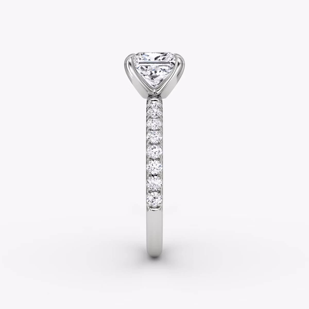 The Classic | Princess | Platinum | bandAccent: Pavé | bandWidth: large | diamondOrientation: vertical | caratWeight: other