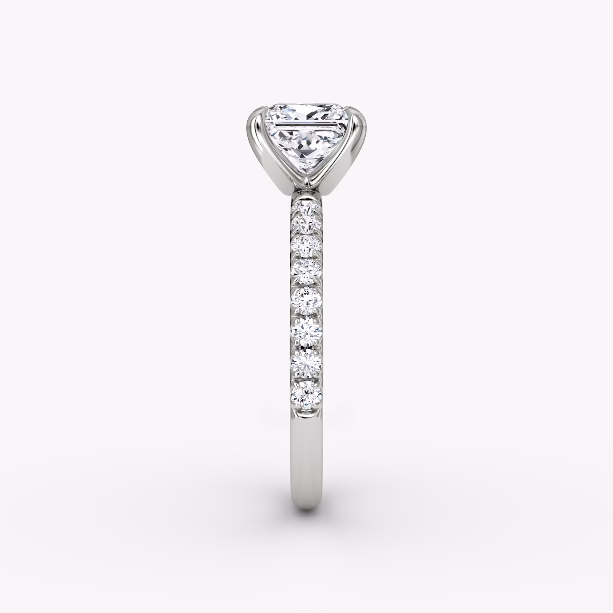 The Classic | Princess | 18k | White Gold | bandAccent: Pavé | bandWidth: large | diamondOrientation: vertical | caratWeight: other