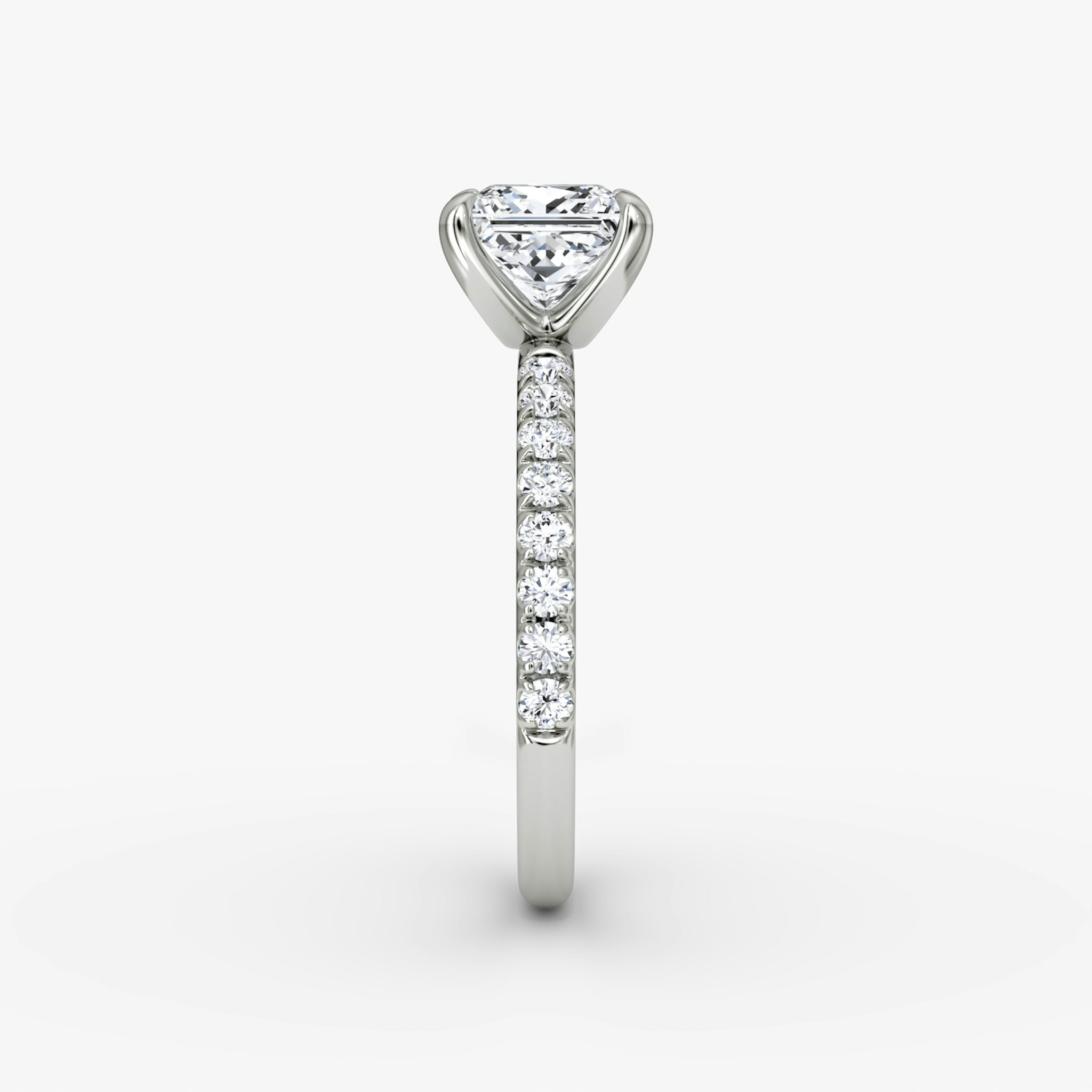 The Classic | Princess | 18k | White Gold | bandAccent: Pavé | bandWidth: large | diamondOrientation: vertical | caratWeight: other