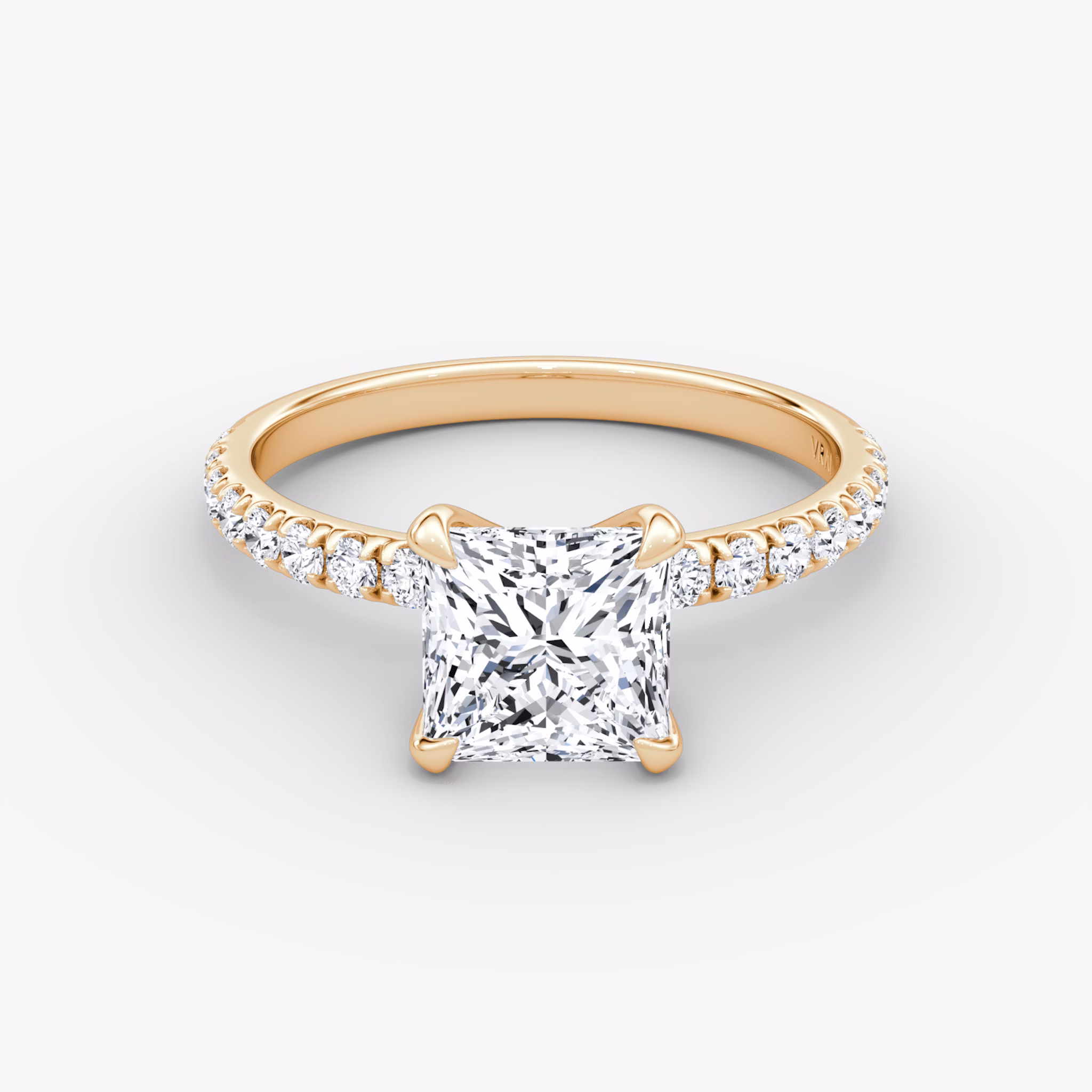 The Classic | Princess | 14k | Rose Gold | bandAccent: Pavé | bandWidth: large | diamondOrientation: vertical | caratWeight: other