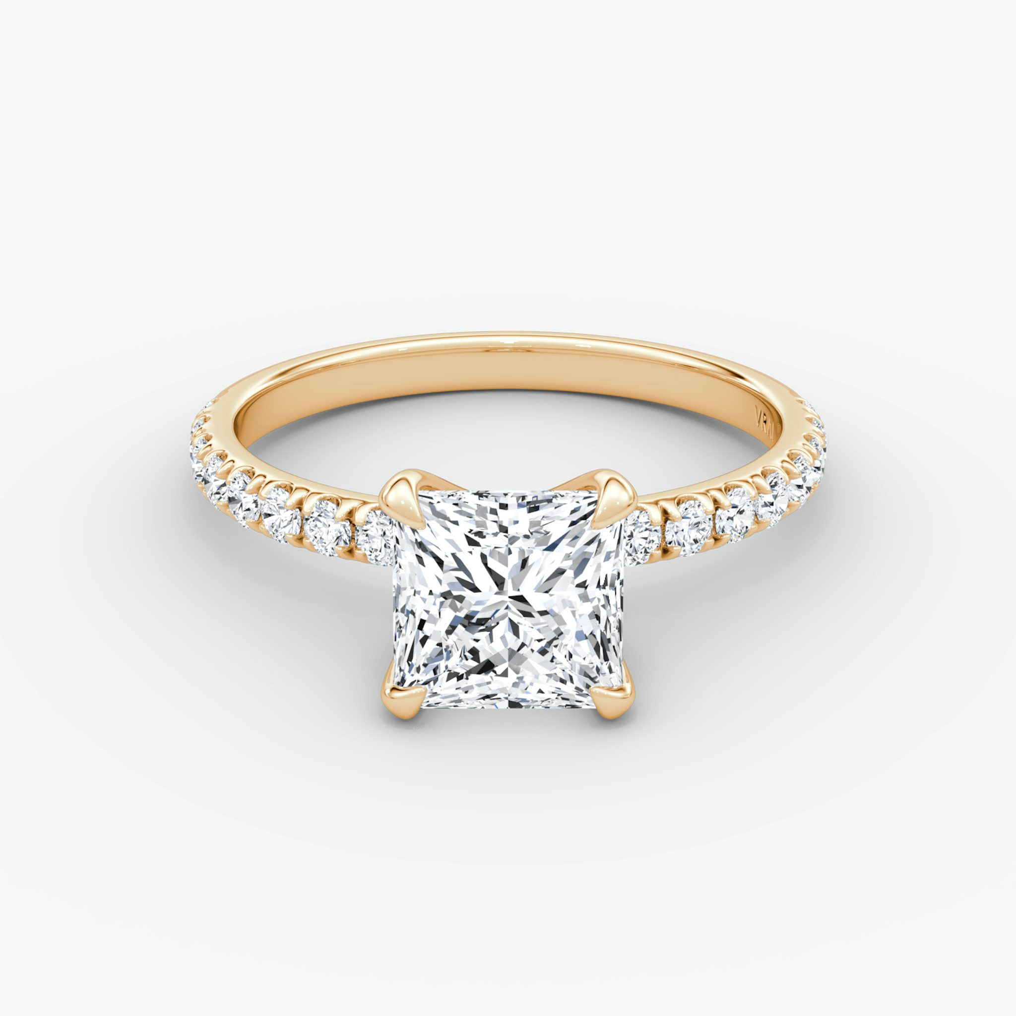 The Classic | Princess | 14k | Rose Gold | bandAccent: Pavé | bandWidth: large | diamondOrientation: vertical | caratWeight: other