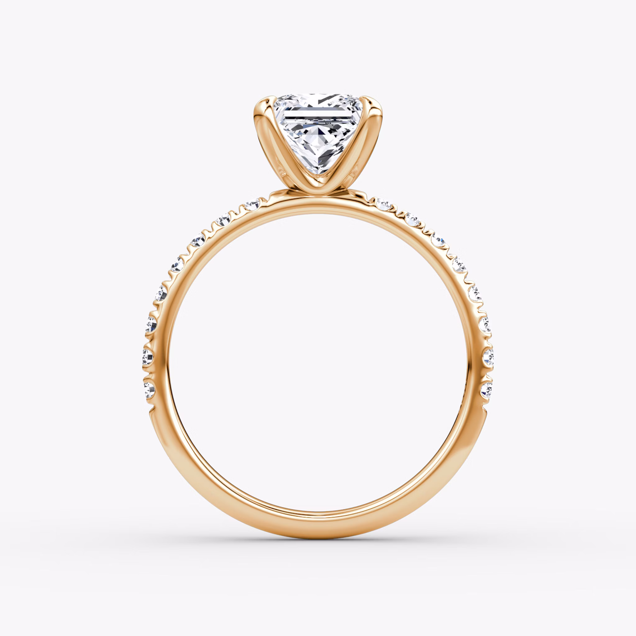 The Classic | Princess | 14k | Rose Gold | bandAccent: Pavé | bandWidth: large | diamondOrientation: vertical | caratWeight: other