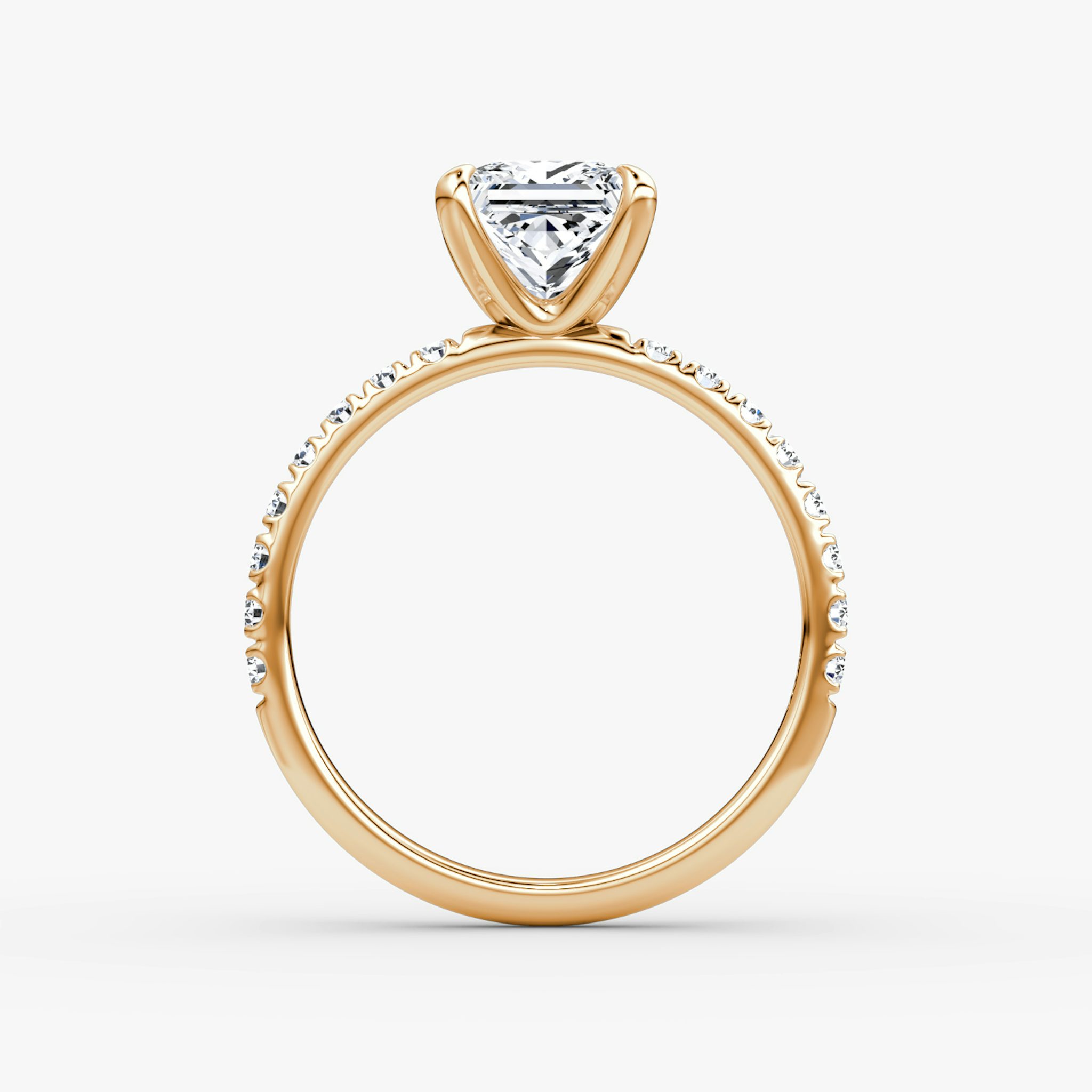 The Classic | Princess | 14k | Rose Gold | bandAccent: Pavé | bandWidth: large | diamondOrientation: vertical | caratWeight: other