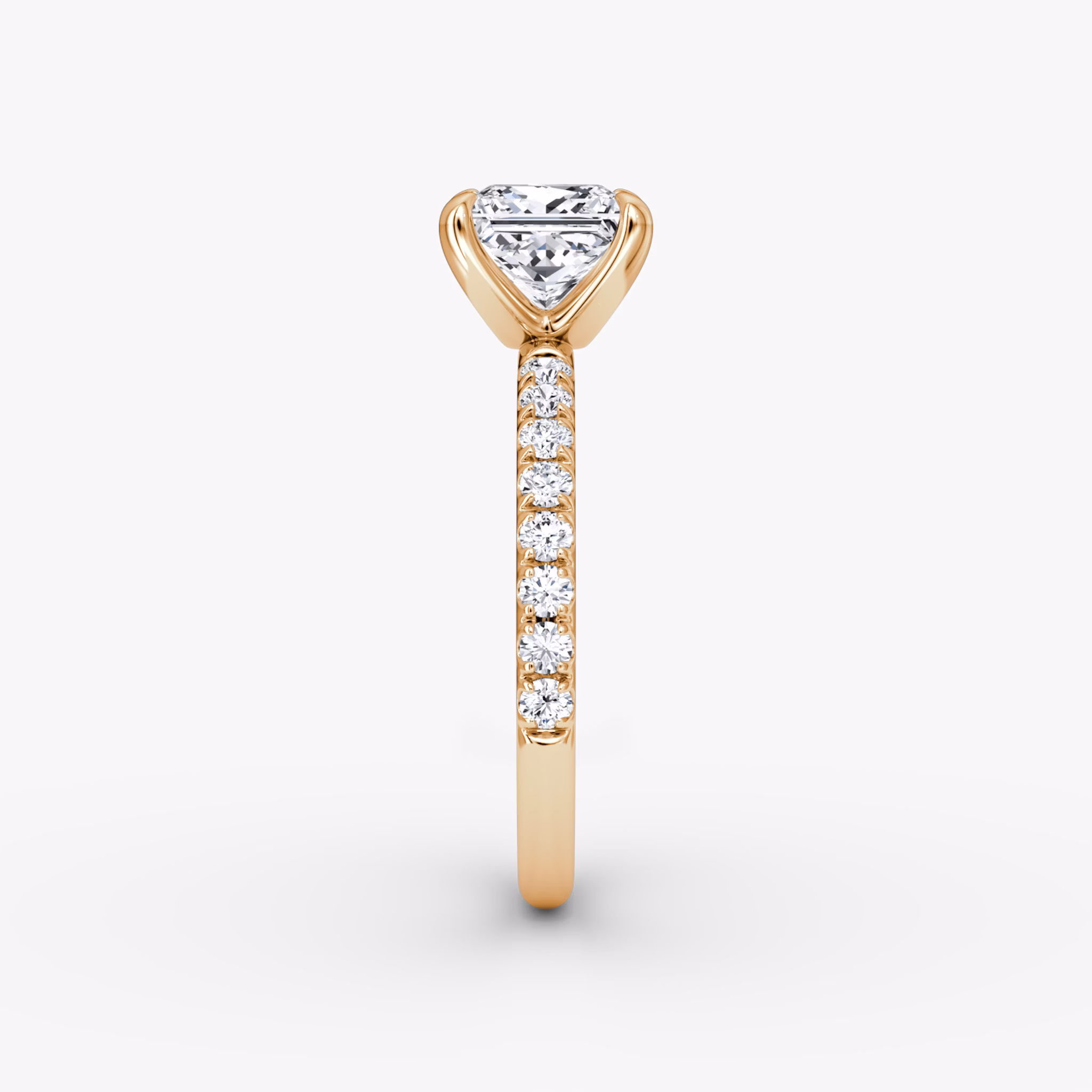 The Classic | Princess | 14k | Rose Gold | bandAccent: Pavé | bandWidth: large | diamondOrientation: vertical | caratWeight: other