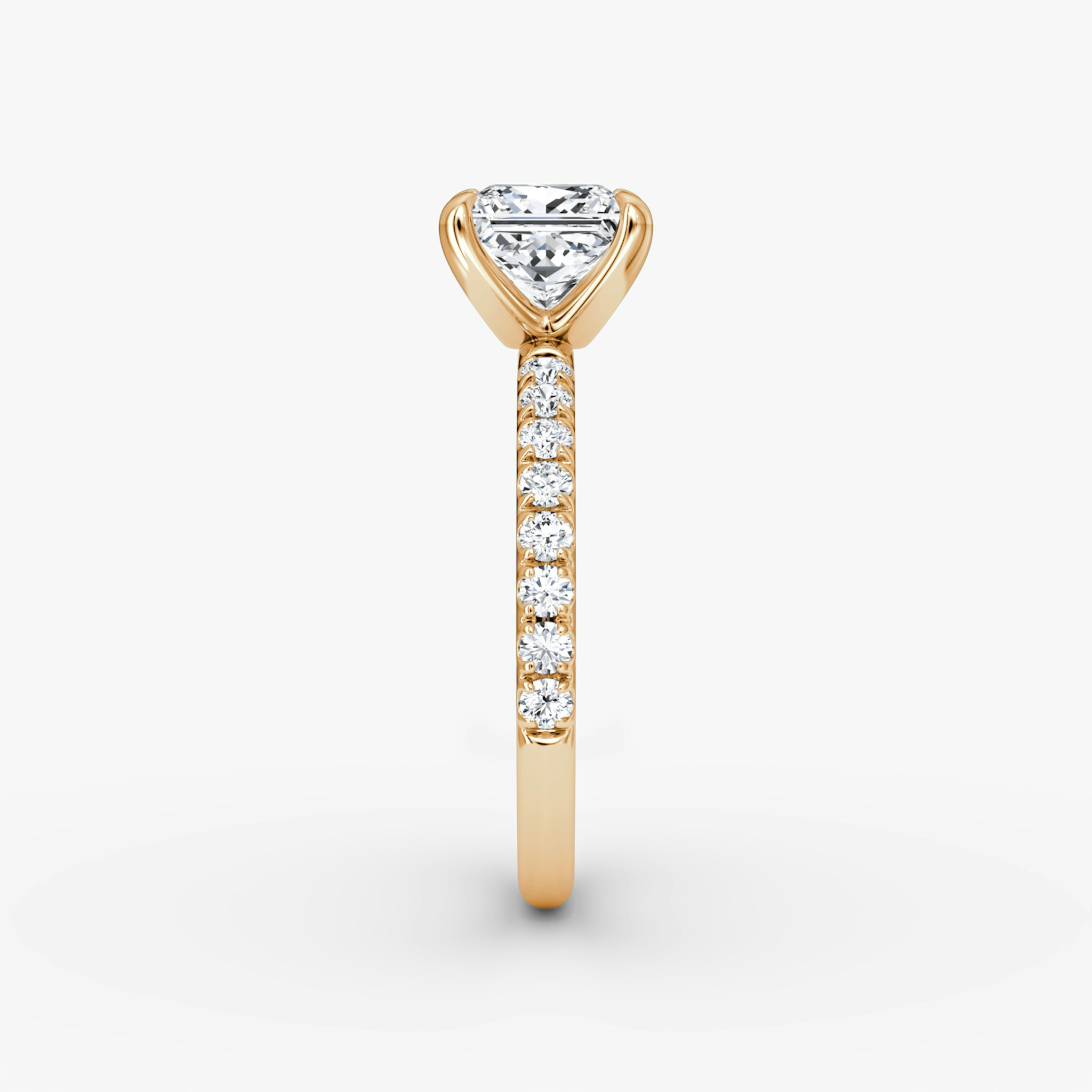 The Classic | Princess | 14k | Rose Gold | bandAccent: Pavé | bandWidth: large | diamondOrientation: vertical | caratWeight: other