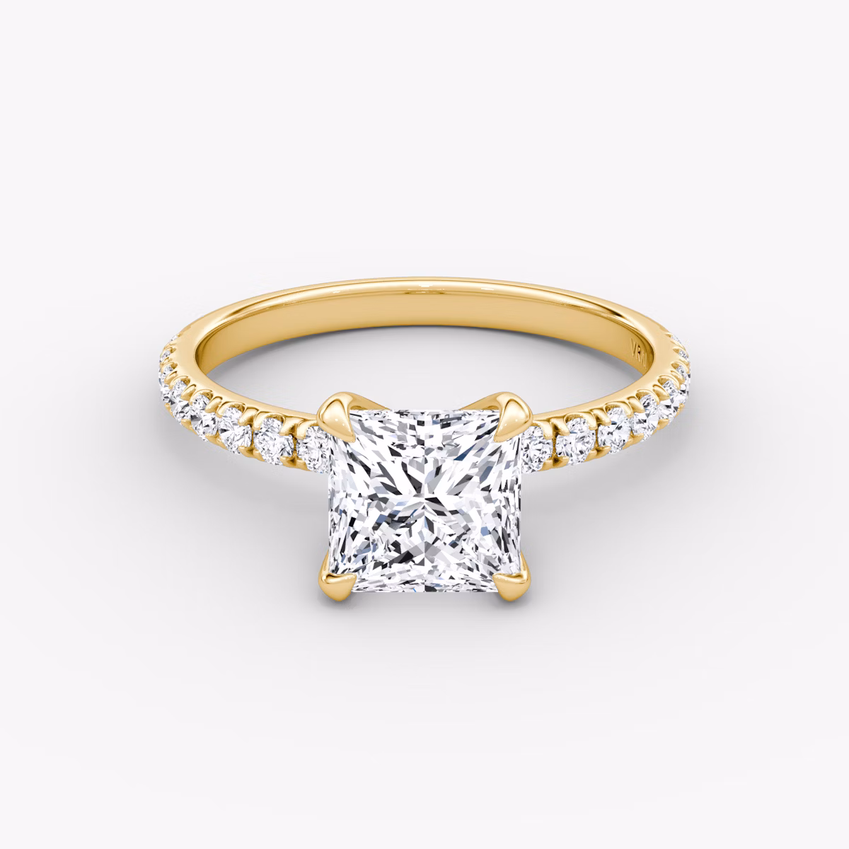 The Classic | Princess | 18k | Yellow Gold | bandAccent: Pavé | bandWidth: large | diamondOrientation: vertical | caratWeight: other