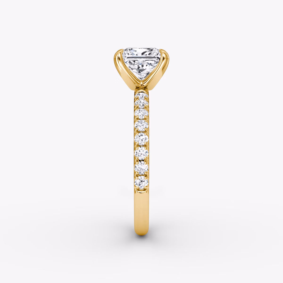 The Classic | Princess | 18k | Yellow Gold | bandAccent: Pavé | bandWidth: large | diamondOrientation: vertical | caratWeight: other