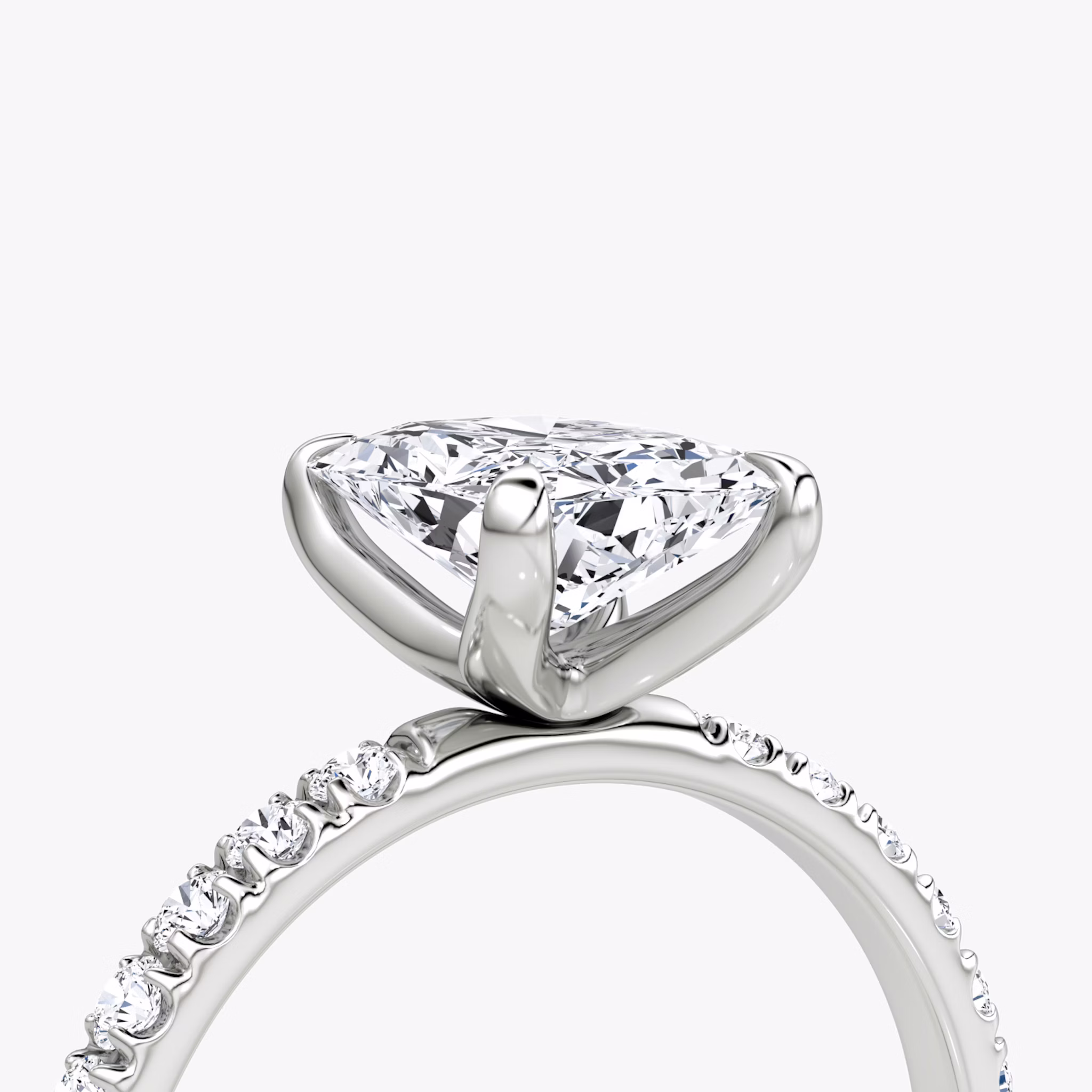 The Classic | Radiant | 18k | White Gold | bandAccent: Pavé | bandWidth: large | diamondOrientation: vertical | caratWeight: other