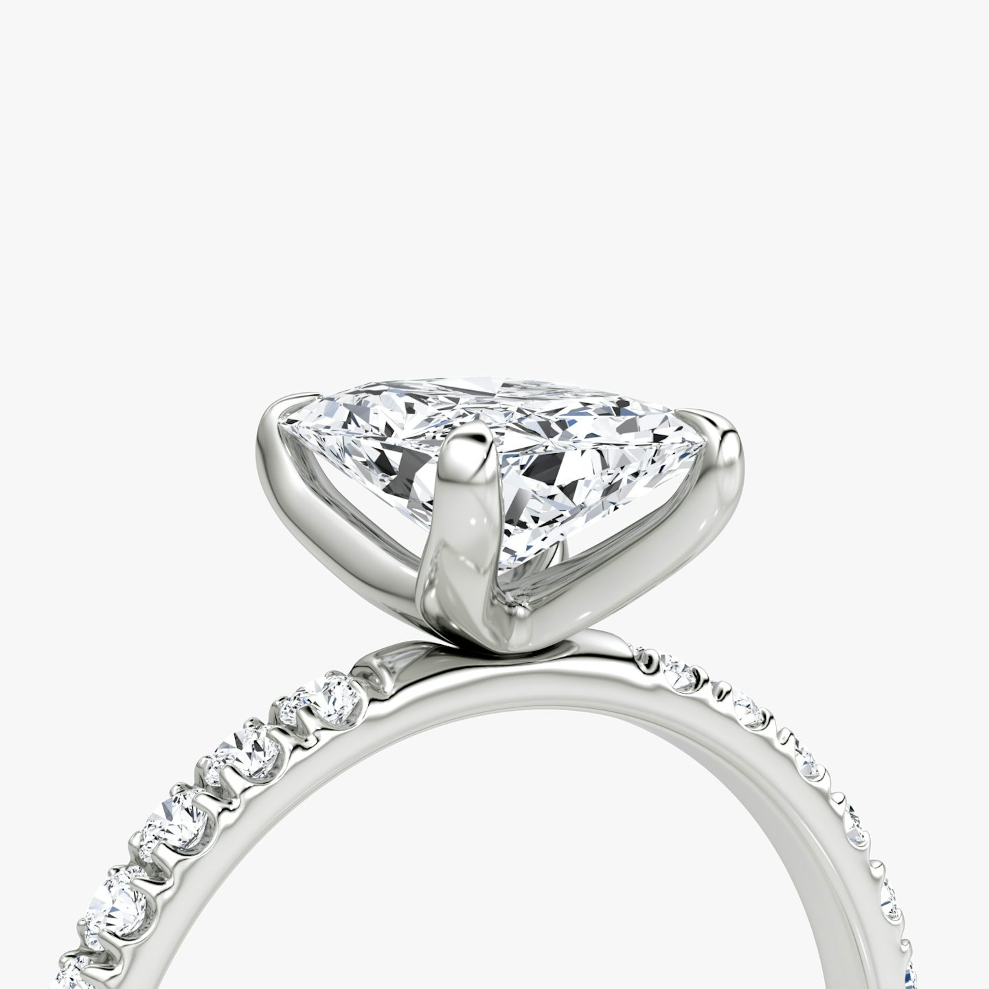 The Classic | Radiant | Platinum | bandAccent: Pavé | bandWidth: large | diamondOrientation: vertical | caratWeight: other