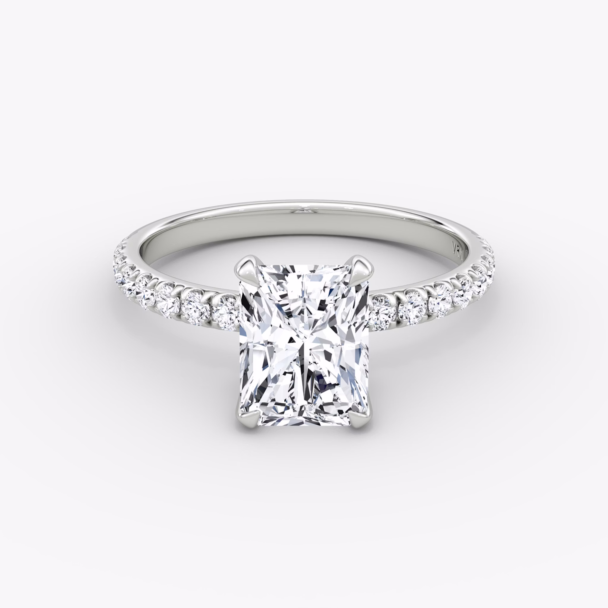 The Classic | Radiant | 18k | White Gold | bandAccent: Pavé | bandWidth: large | diamondOrientation: vertical | caratWeight: other
