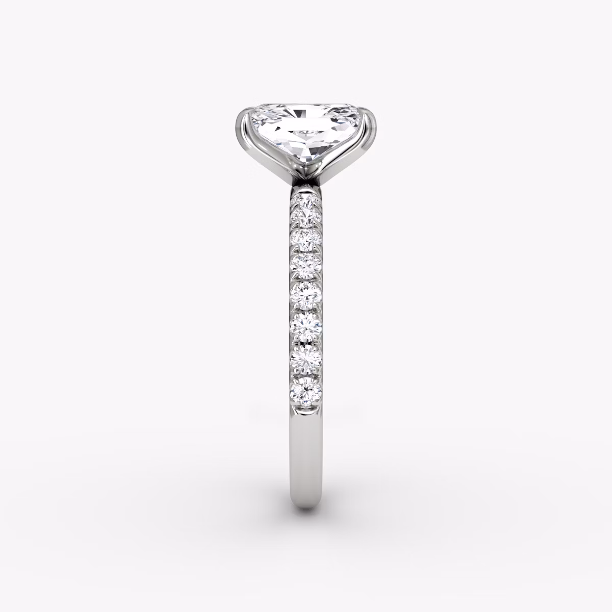 The Classic | Radiant | 18k | White Gold | bandAccent: Pavé | bandWidth: large | diamondOrientation: vertical | caratWeight: other