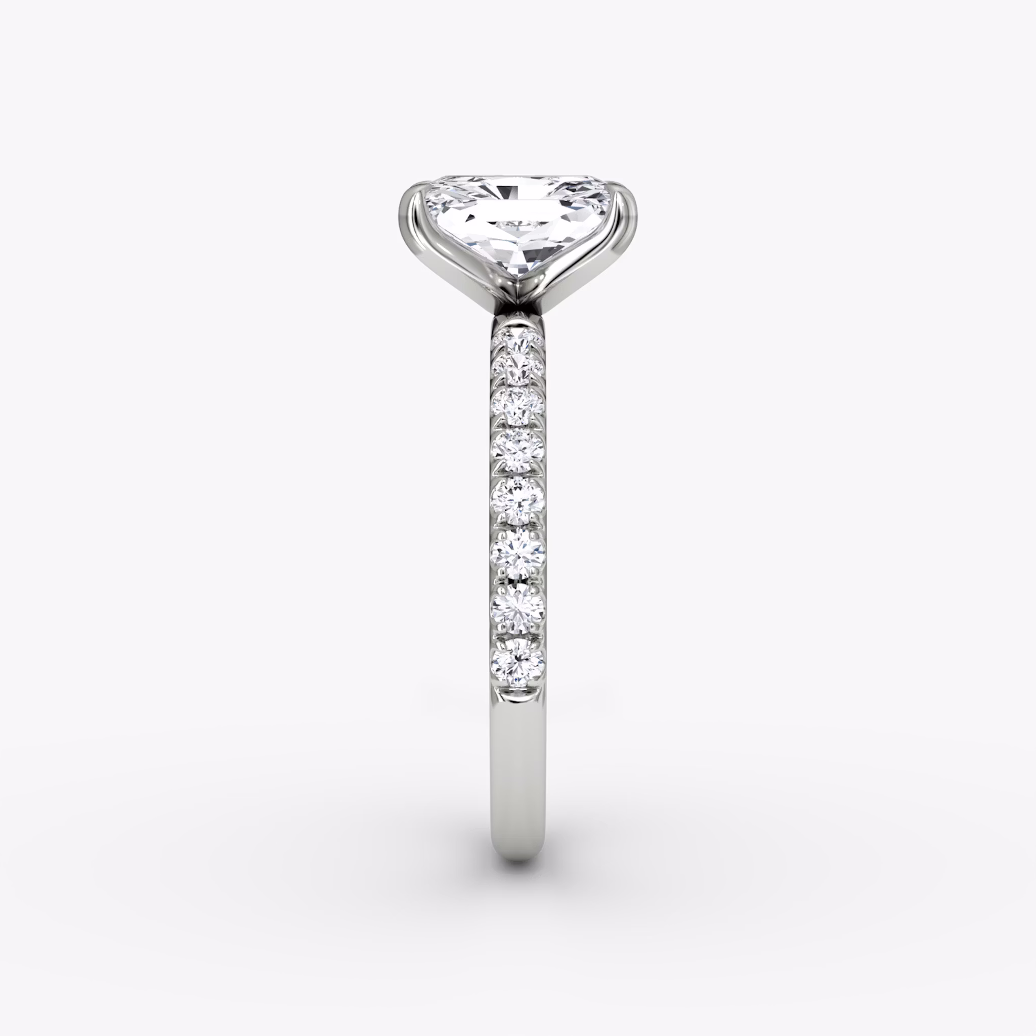The Classic | Radiant | 18k | White Gold | bandAccent: Pavé | bandWidth: large | diamondOrientation: vertical | caratWeight: other
