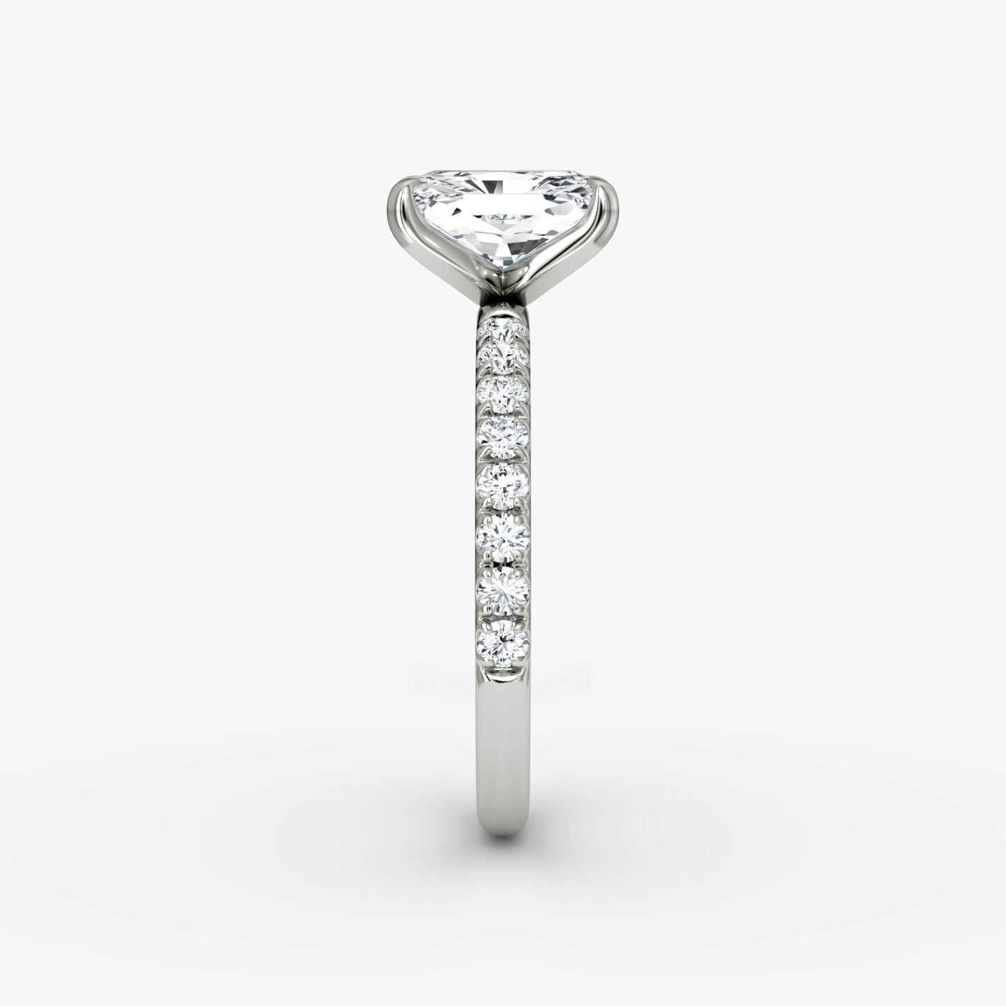 The Classic | Radiant | Platinum | bandAccent: Pavé | bandWidth: large | diamondOrientation: vertical | caratWeight: other