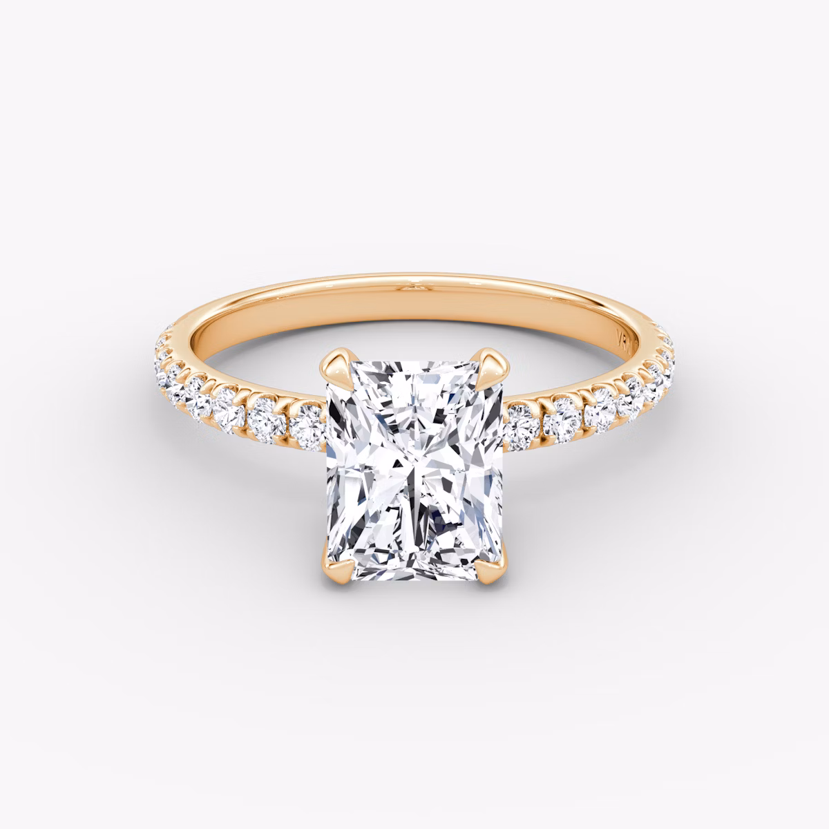 The Classic | Radiant | 14k | Rose Gold | bandAccent: Pavé | bandWidth: large | diamondOrientation: vertical | caratWeight: other