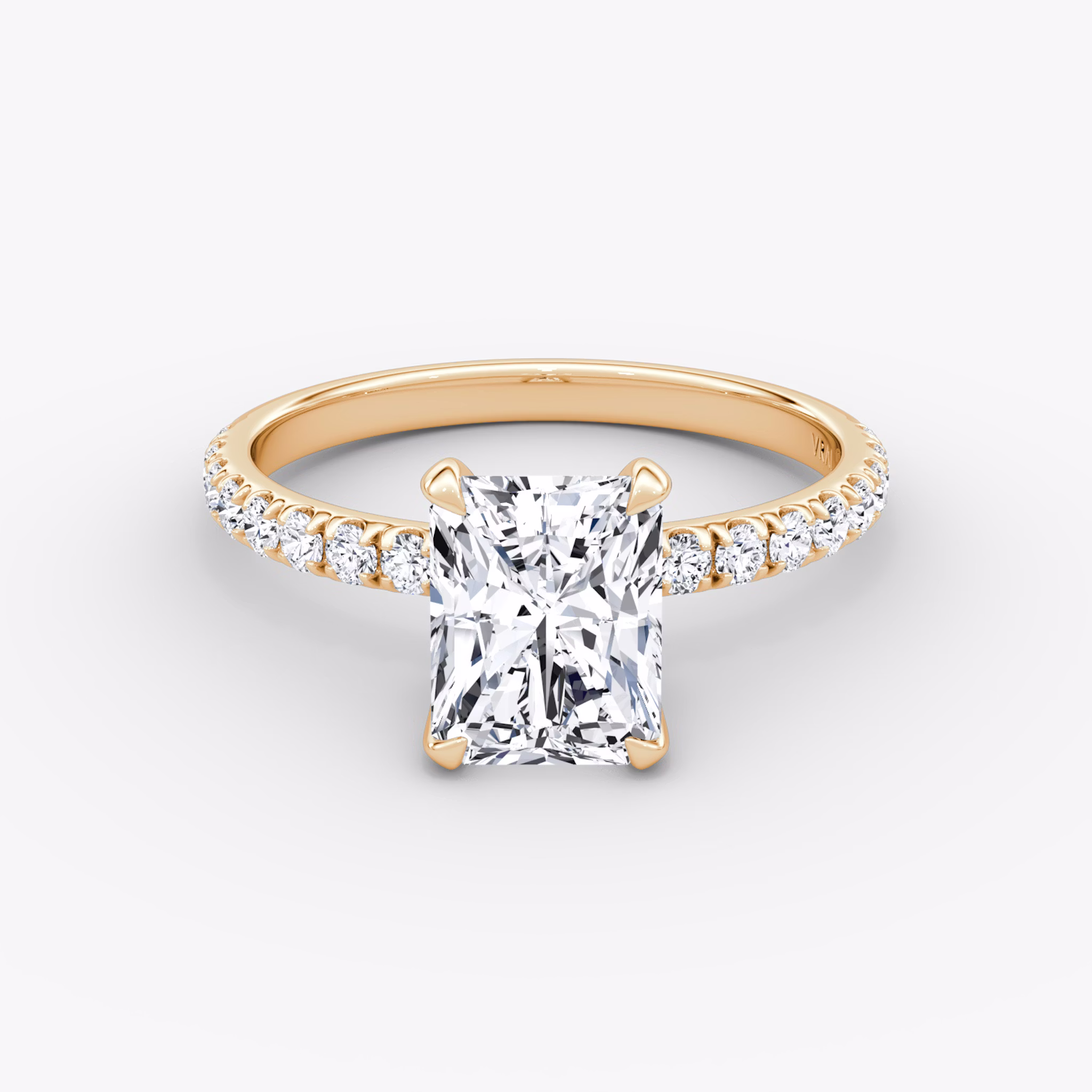 The Classic | Radiant | 14k | Rose Gold | bandAccent: Pavé | bandWidth: large | diamondOrientation: vertical | caratWeight: other