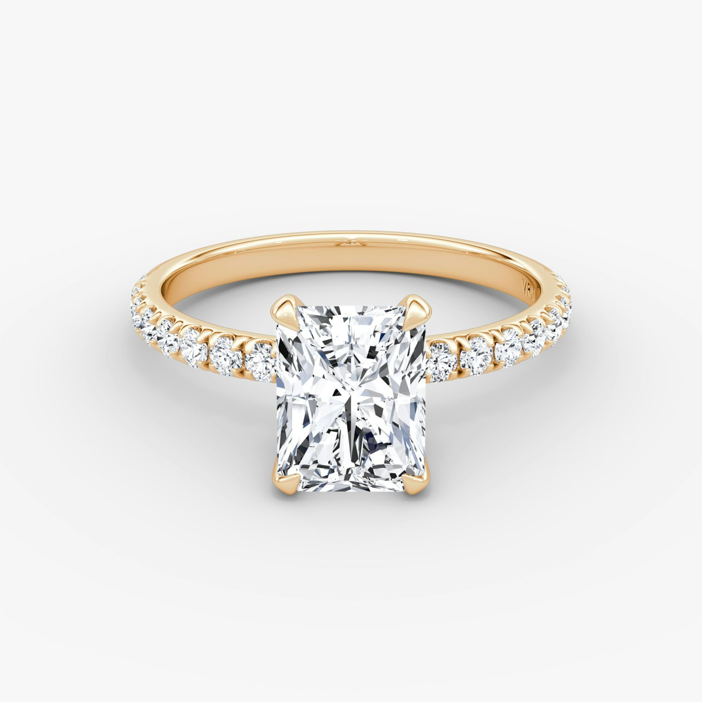 The Classic | Radiant | 14k | Rose Gold | bandAccent: Pavé | bandWidth: large | diamondOrientation: vertical | caratWeight: other