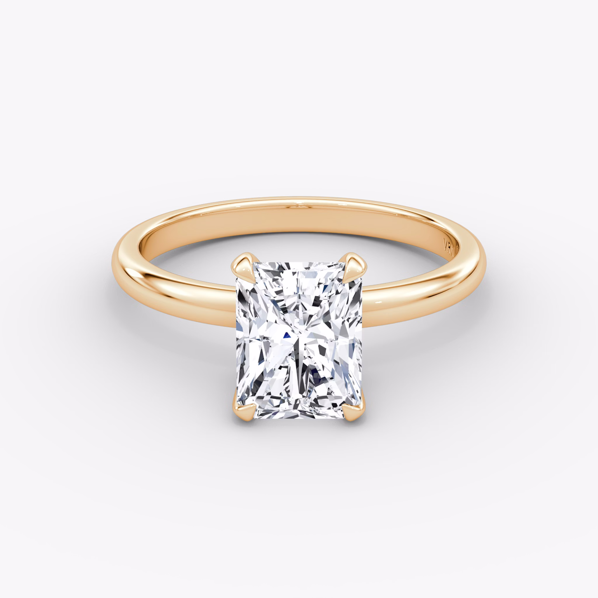 The Classic | Radiant | 14k | Rose Gold | bandAccent: Plain | bandWidth: large | diamondOrientation: vertical | caratWeight: other