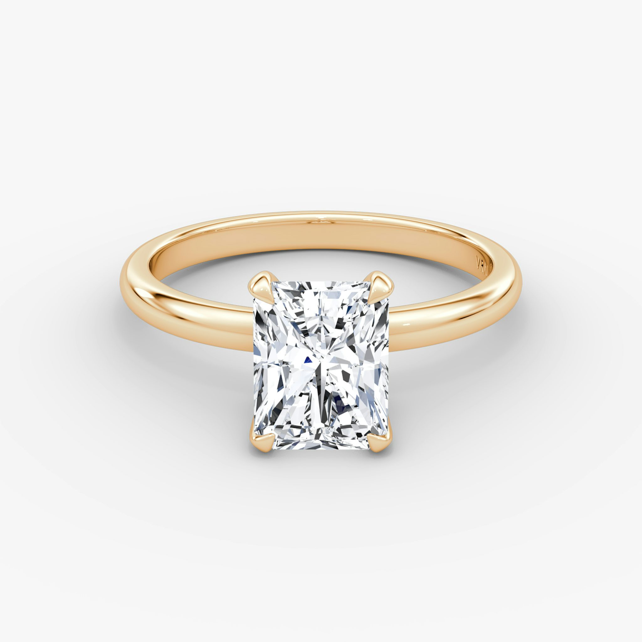 The Classic | Radiant | 14k | Rose Gold | bandAccent: Plain | bandWidth: large | diamondOrientation: vertical | caratWeight: other