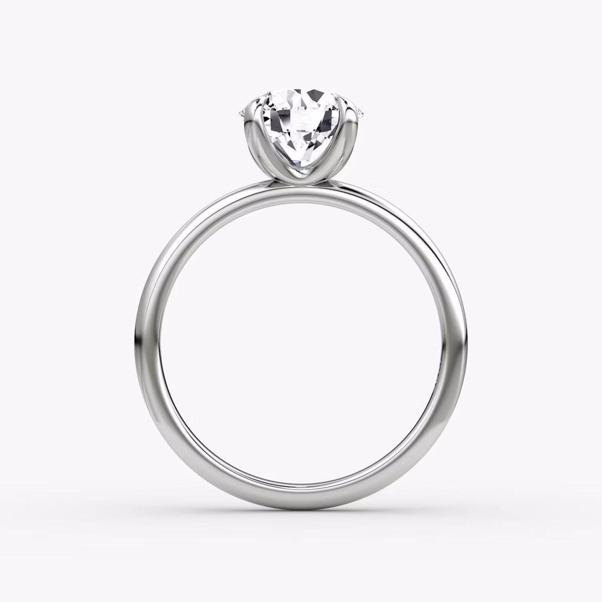The Classic | Round Brilliant | Platinum | bandAccent: Plain | bandWidth: large | caratWeight: 1.5ct | diamondOrientation: vertical