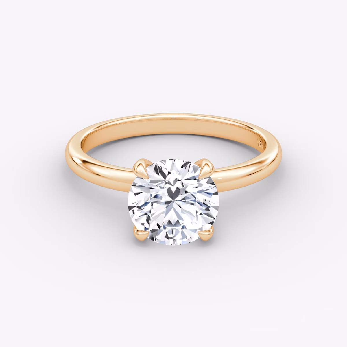 The Classic | Round Brilliant | 14k | Rose Gold | bandAccent: Plain | bandWidth: large | caratWeight: 1.5ct | diamondOrientation: vertical