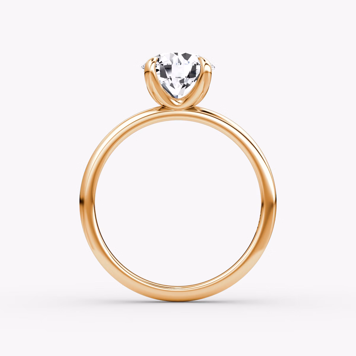 The Classic | Round Brilliant | 14k | Rose Gold | bandAccent: Plain | bandWidth: large | caratWeight: 1.5ct | diamondOrientation: vertical