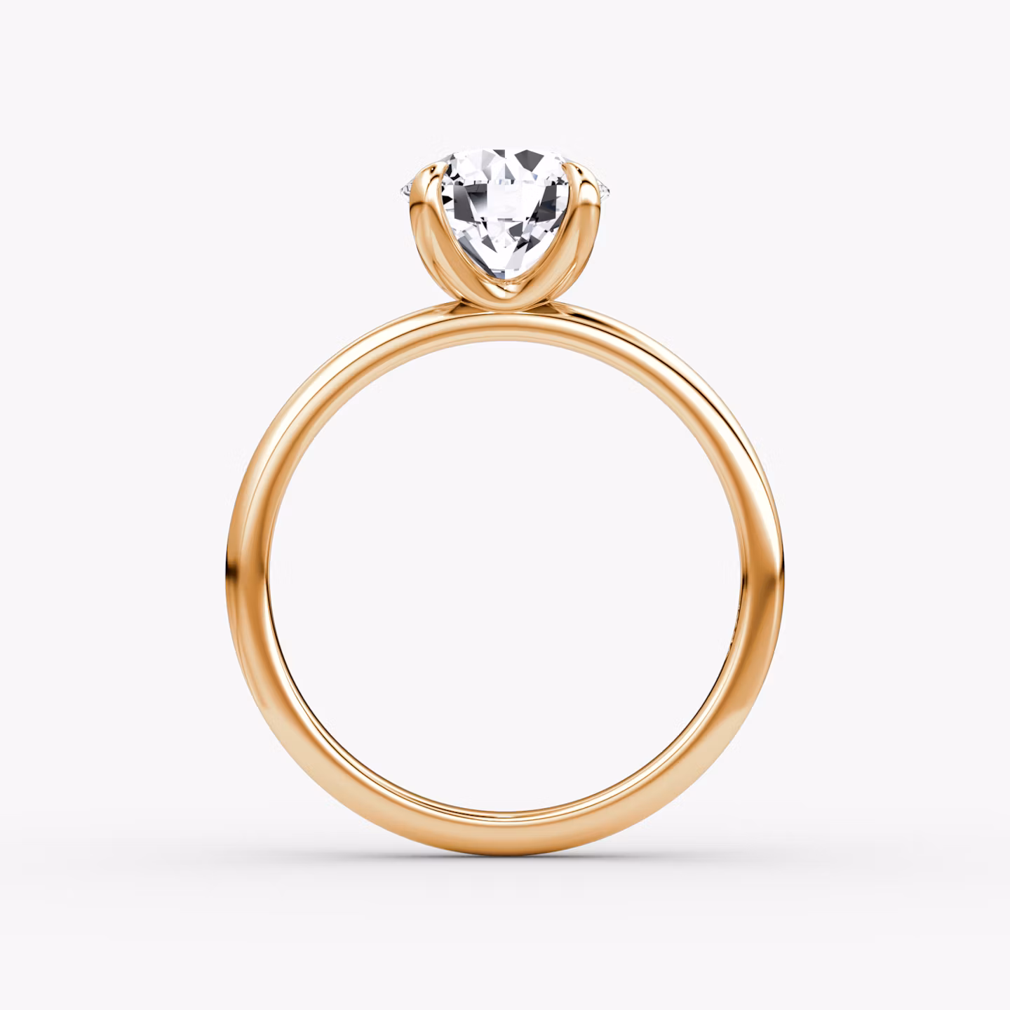 The Classic | Round Brilliant | 14k | Rose Gold | bandAccent: Plain | bandWidth: large | caratWeight: 1.0ct | diamondOrientation: vertical