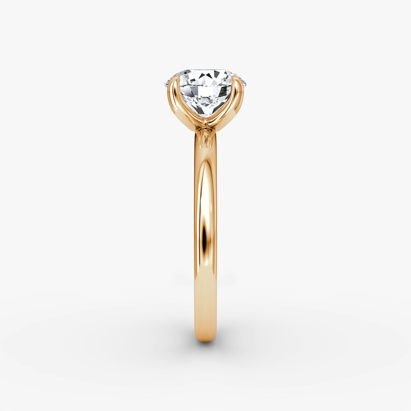 The Classic | Round Brilliant | 14k | Rose Gold | bandAccent: Plain | bandWidth: large | caratWeight: 1.0ct | diamondOrientation: vertical
