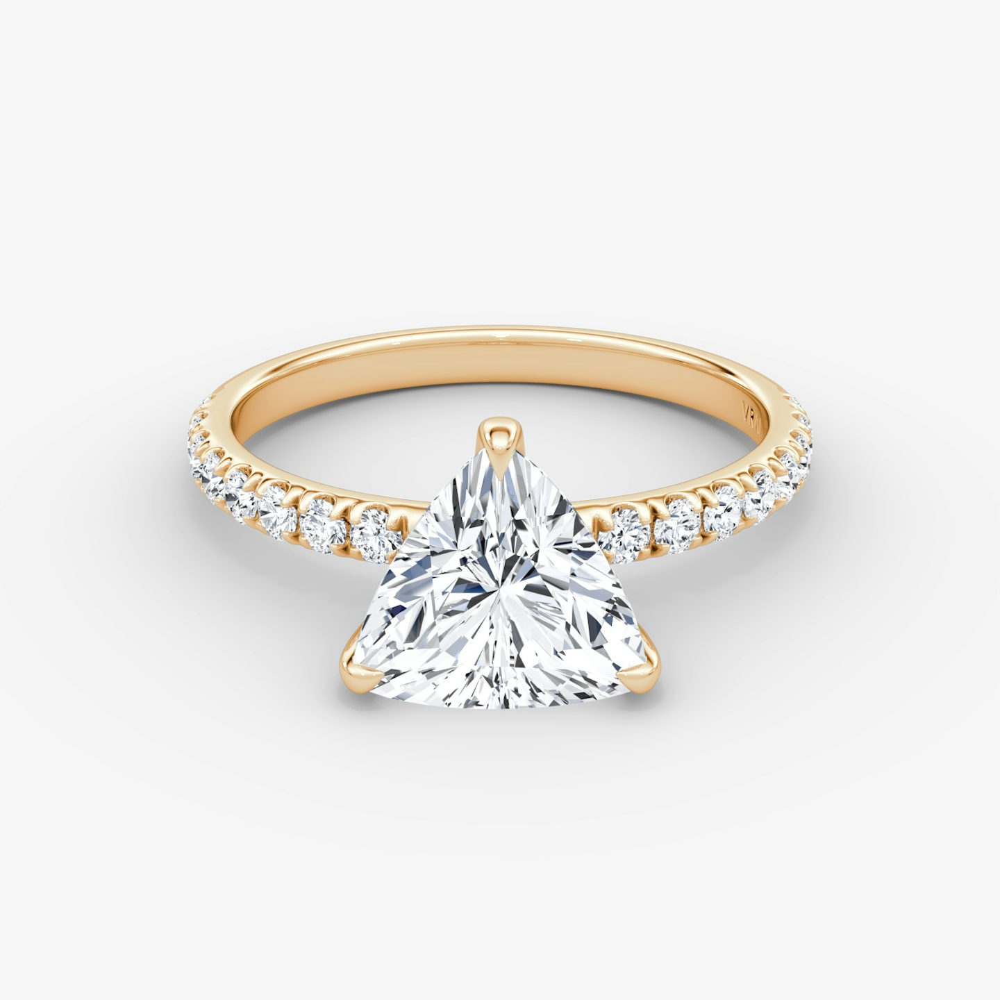 The Classic | Trillion | 14k | Rose Gold | bandAccent: Pavé | bandWidth: large | diamondOrientation: vertical | caratWeight: other
