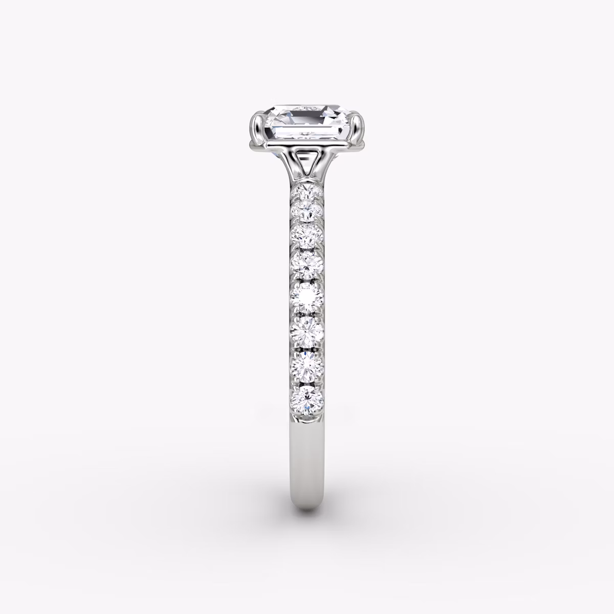 The Signature | Asscher | Platinum | bandAccent: Pavé | bandWidth: large | hiddenHalo: no | diamondOrientation: vertical | caratWeight: other