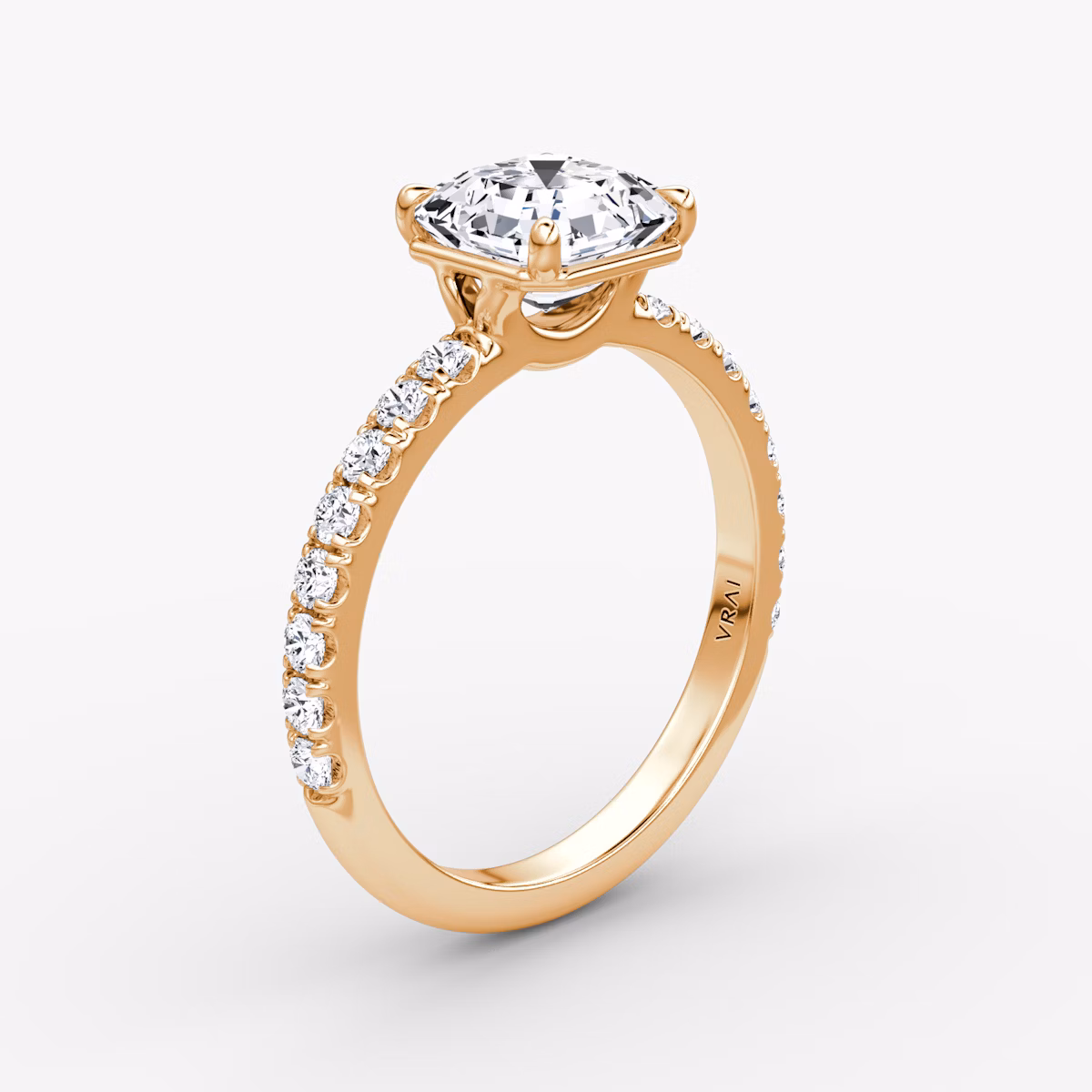 The Signature | Asscher | 14k | Rose Gold | bandAccent: Pavé | bandWidth: large | hiddenHalo: no | diamondOrientation: vertical | caratWeight: other