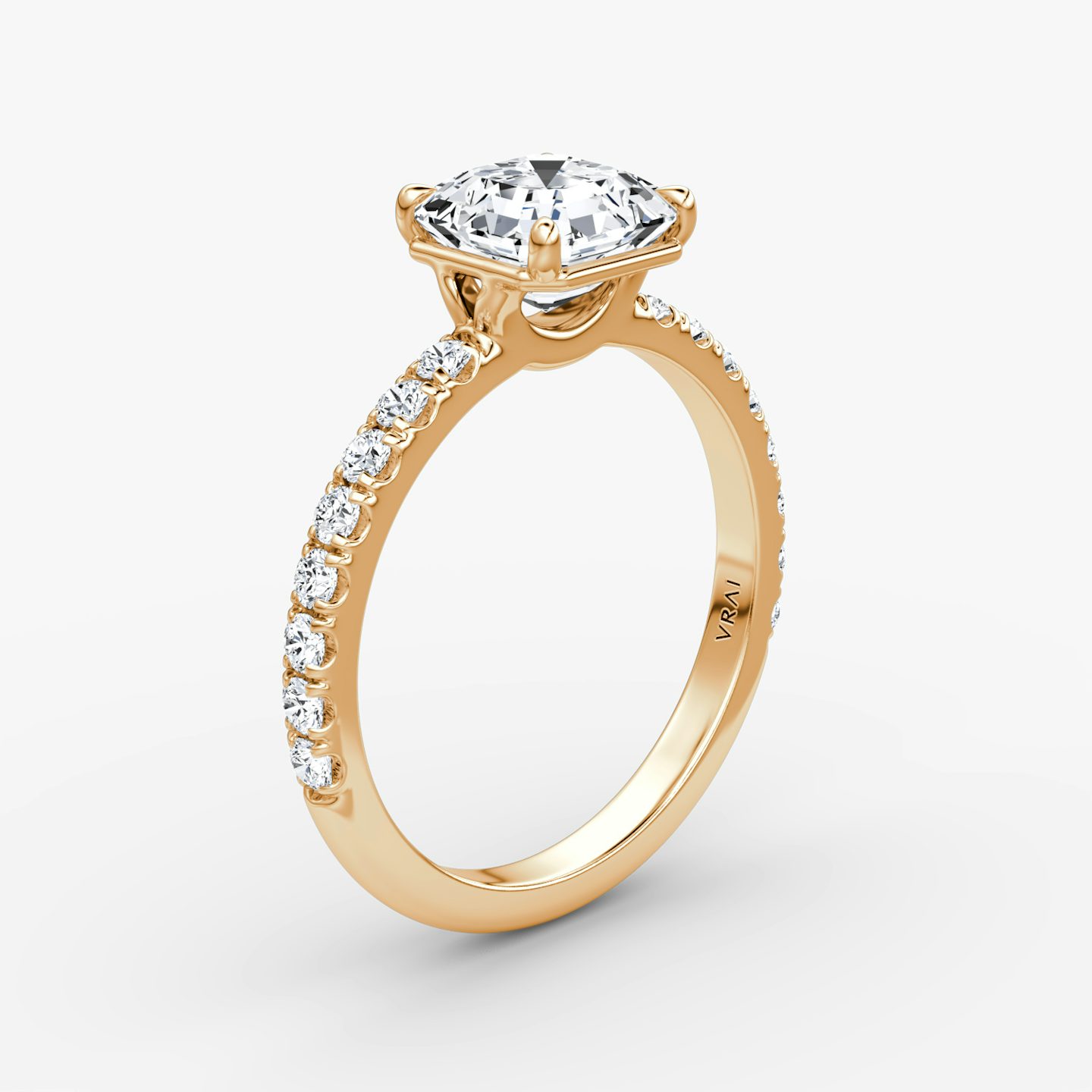 The Signature | Asscher | 14k | Rose Gold | bandAccent: Pavé | bandWidth: large | hiddenHalo: no | diamondOrientation: vertical | caratWeight: other