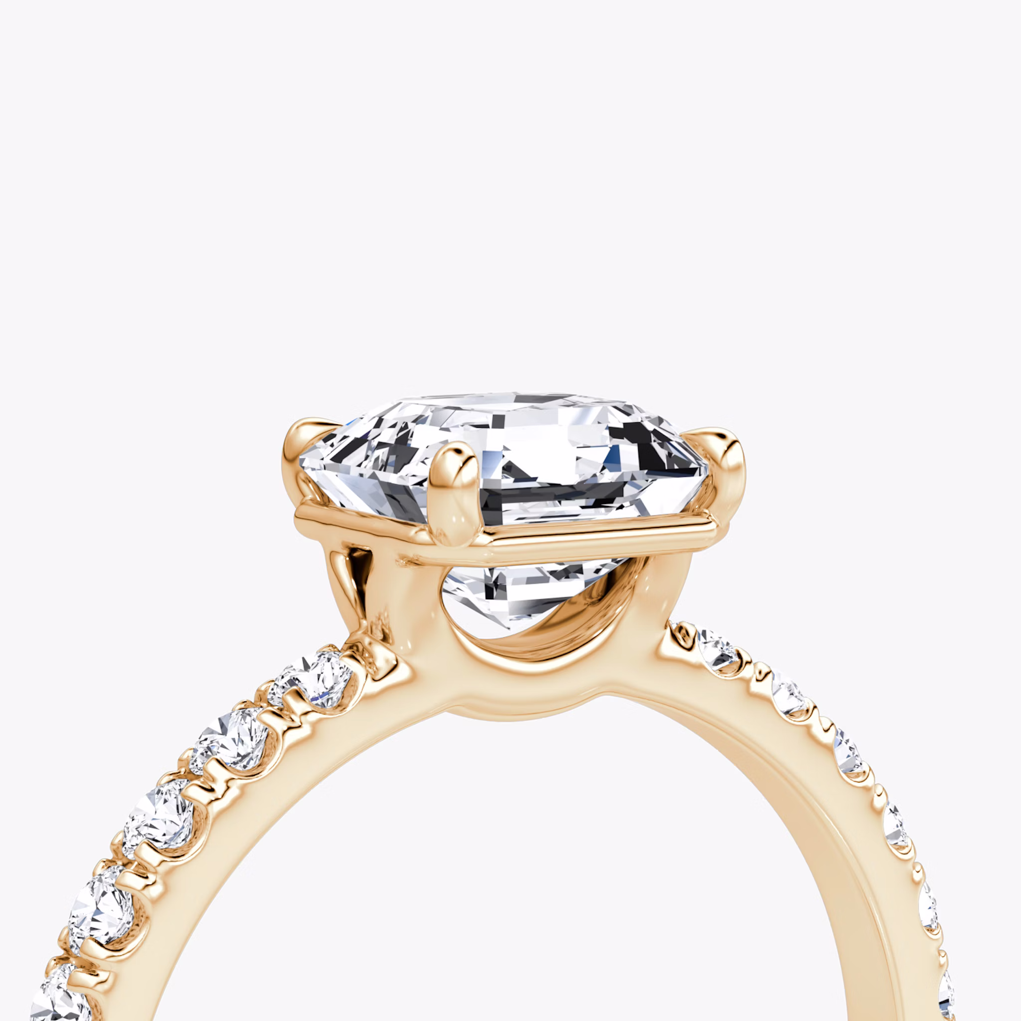 The Signature | Asscher | 14k | Rose Gold | bandAccent: Pavé | bandWidth: large | hiddenHalo: no | diamondOrientation: vertical | caratWeight: other