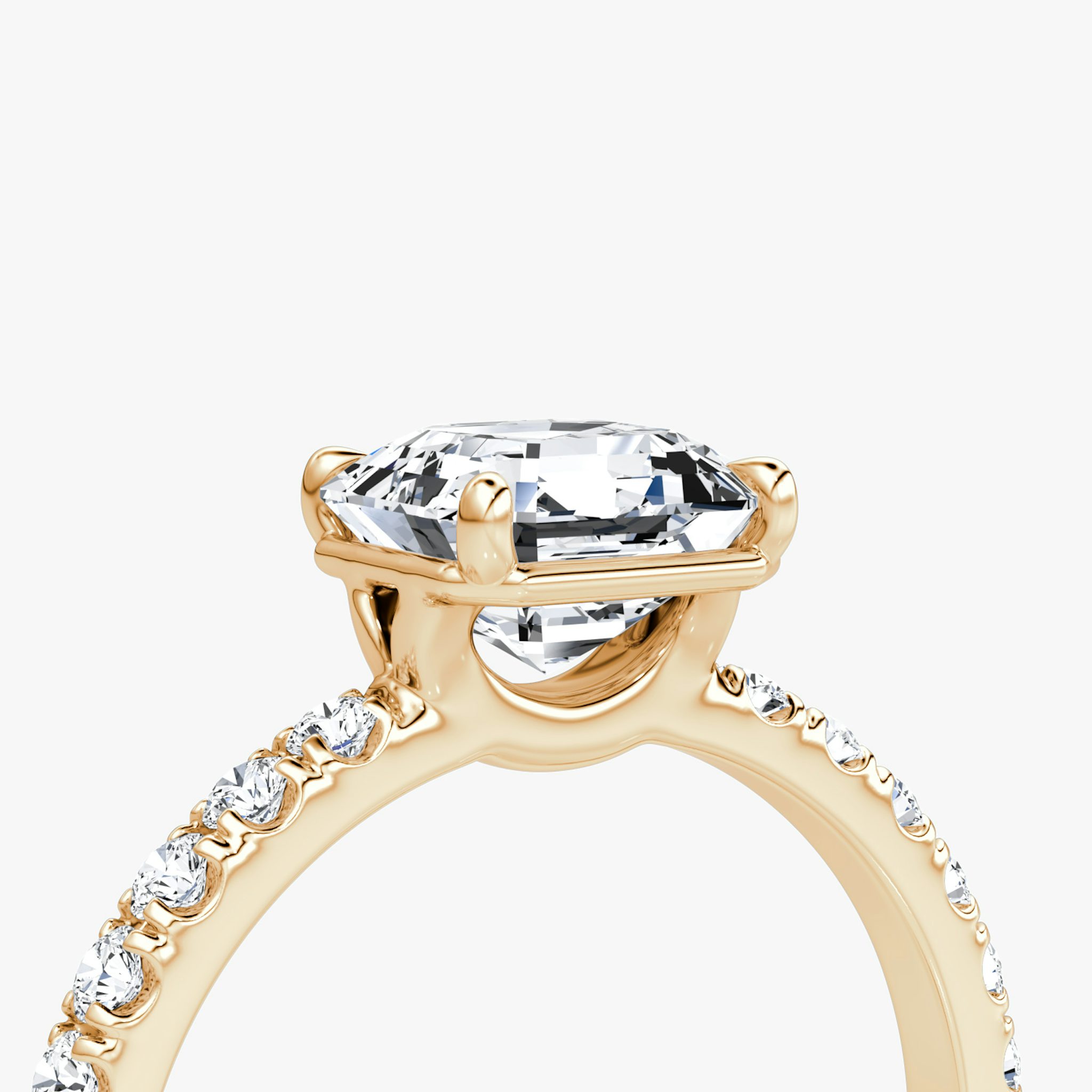 The Signature | Asscher | 14k | Rose Gold | bandAccent: Pavé | bandWidth: large | hiddenHalo: no | diamondOrientation: vertical | caratWeight: other