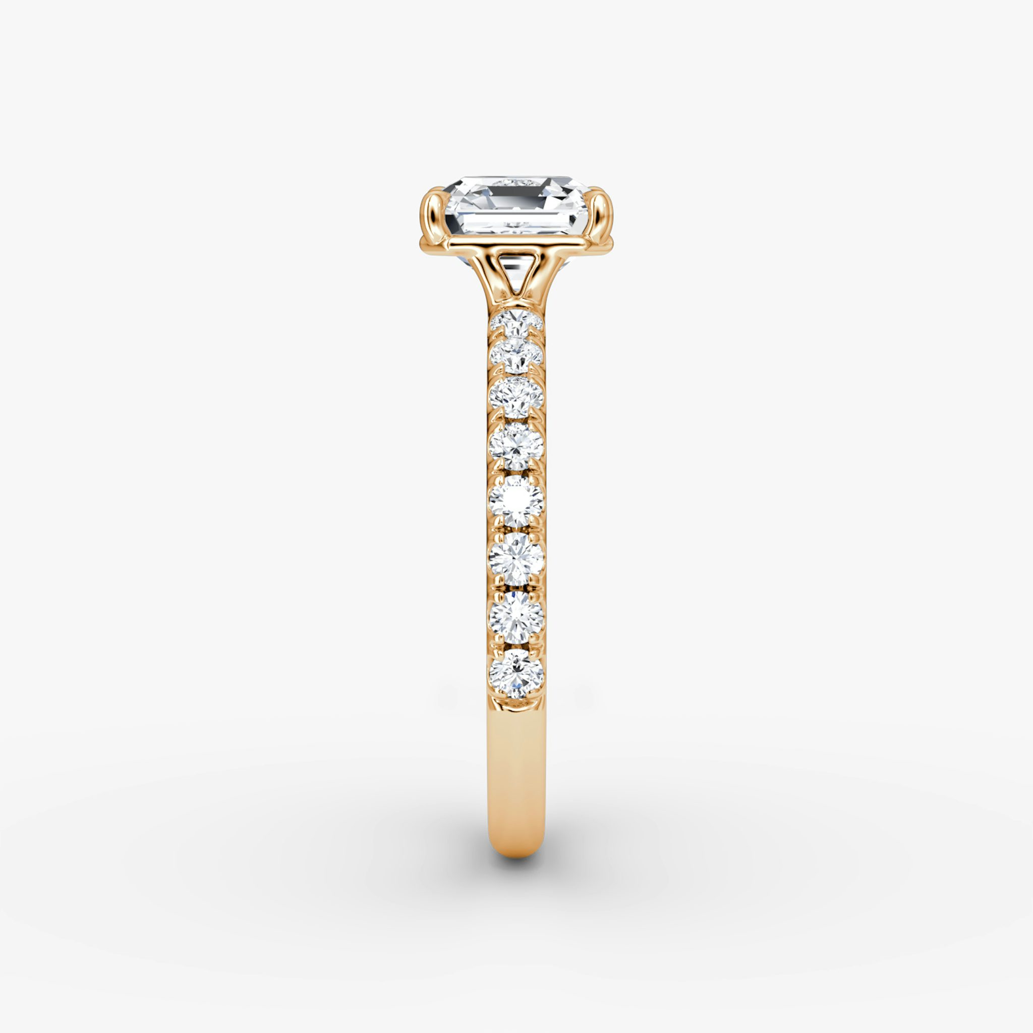 The Signature | Asscher | 14k | Rose Gold | bandAccent: Pavé | bandWidth: large | hiddenHalo: no | diamondOrientation: vertical | caratWeight: other