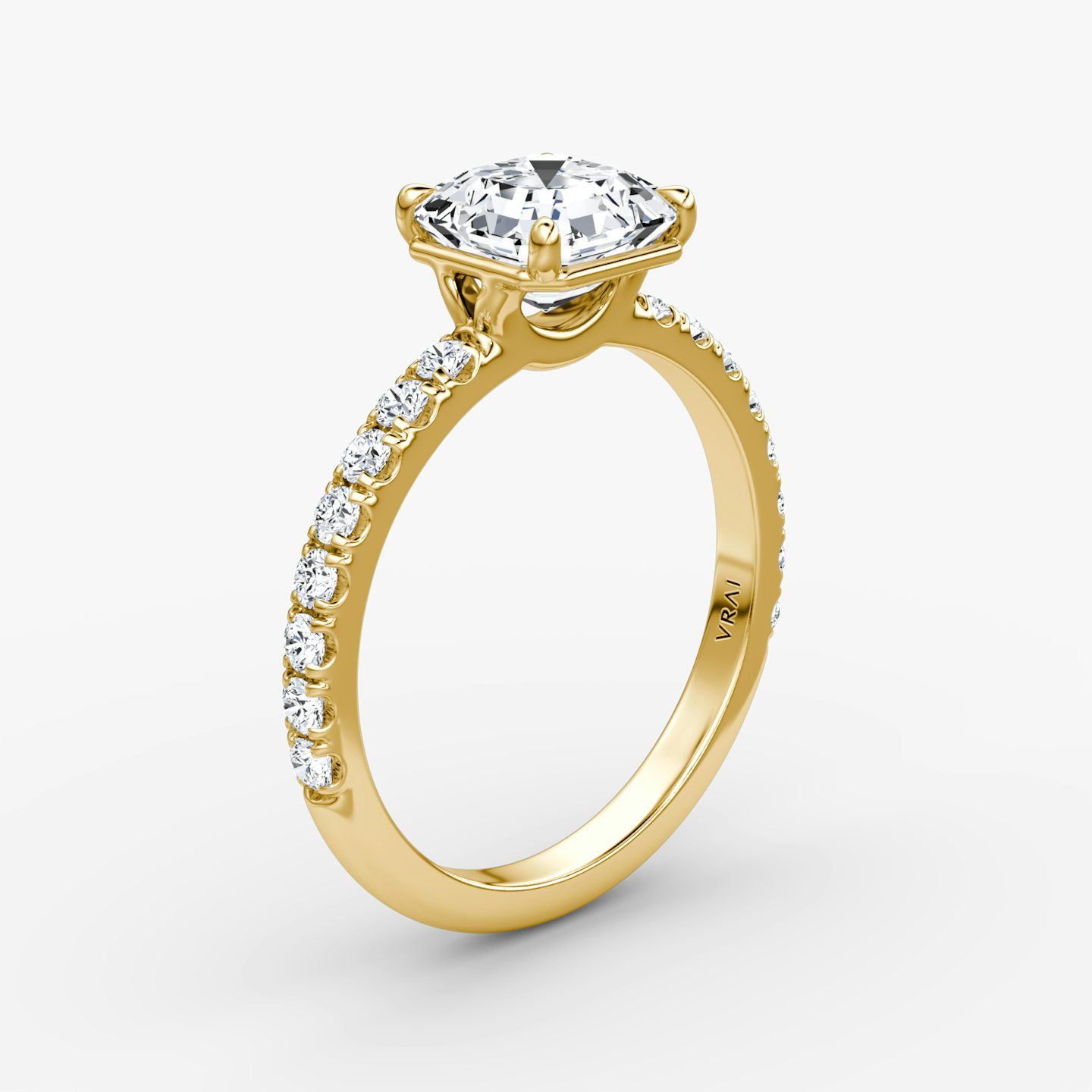 The Signature | Asscher | 18k | Yellow Gold | bandAccent: Pavé | bandWidth: large | hiddenHalo: no | diamondOrientation: vertical | caratWeight: other