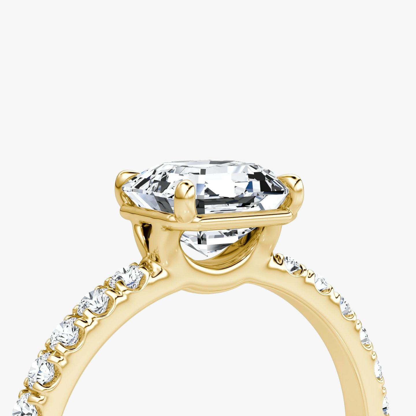 The Signature | Asscher | 18k | Yellow Gold | bandAccent: Pavé | bandWidth: large | hiddenHalo: no | diamondOrientation: vertical | caratWeight: other